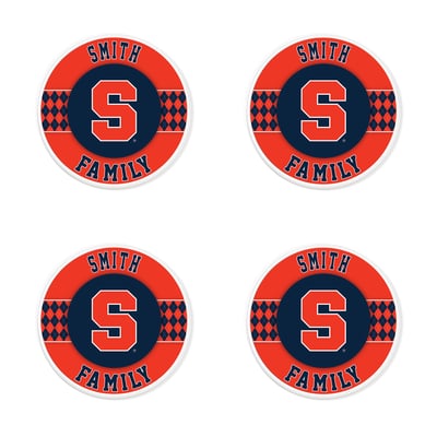 Syracuse Orange 4" Personalized Circular Coasters 4-Pack Set