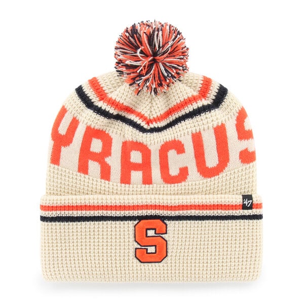Bonnet unisexe '47 crème orange Syracuse en maille gaufrée à revers avec pompon