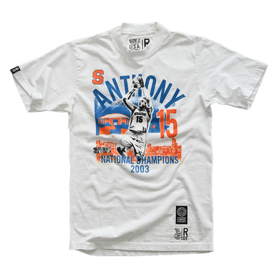 T-shirt unisexe Roots of Fight x Syracuse Orange x Carmelo Anthony, champions poids lourds 2003 - Blanc