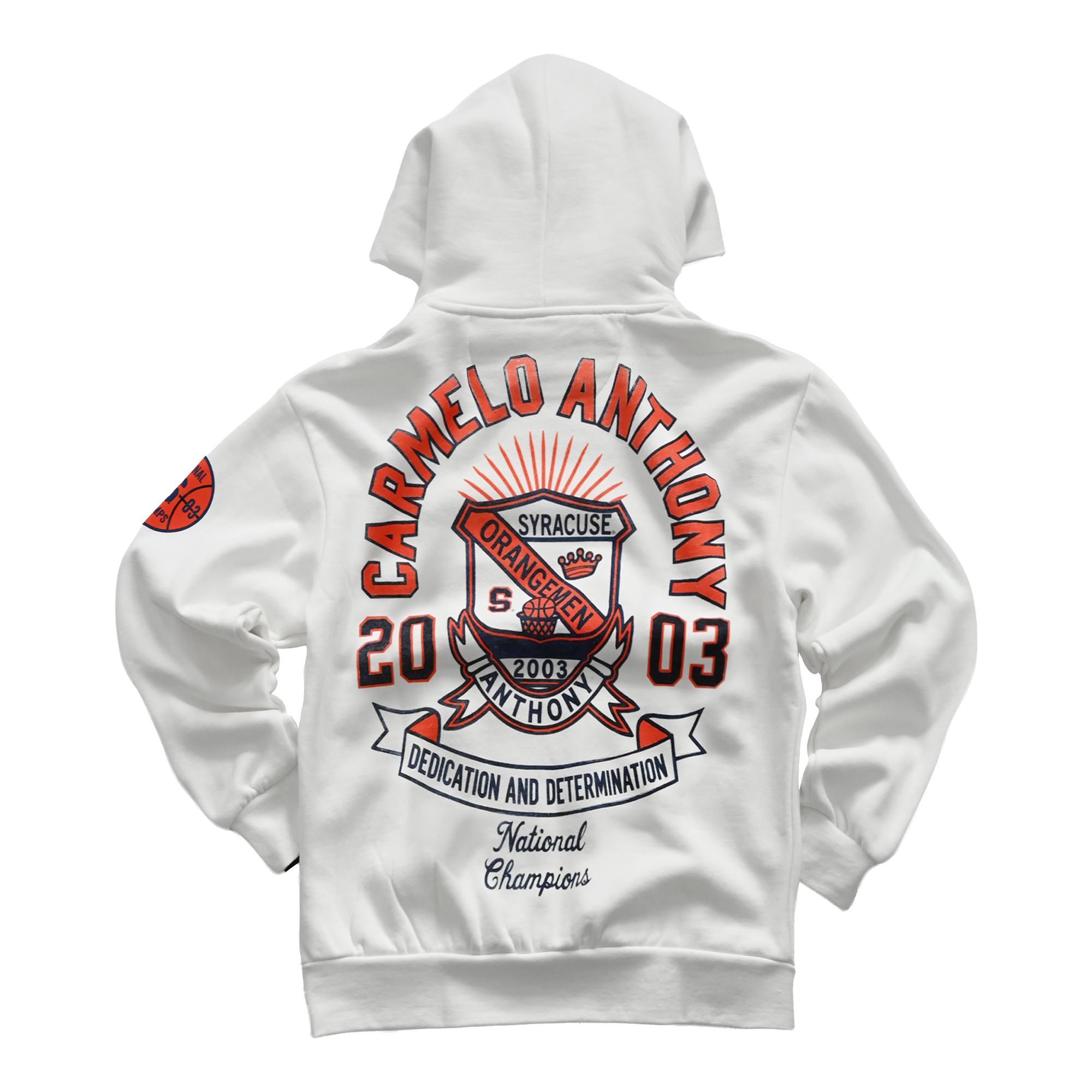 Sweat à capuche unisexe Roots of Fight x Syracuse Orange Carmelo Anthony blanc