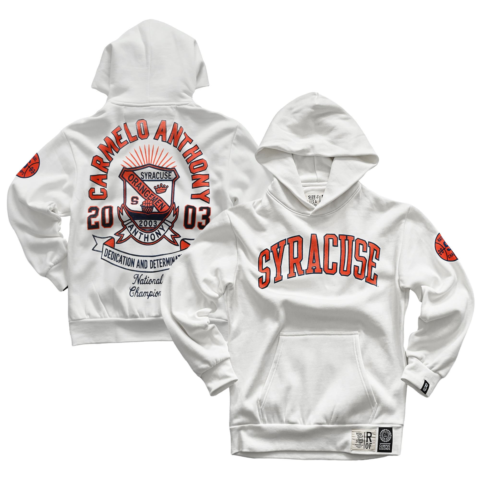 Sweat à capuche unisexe Roots of Fight x Syracuse Orange Carmelo Anthony blanc