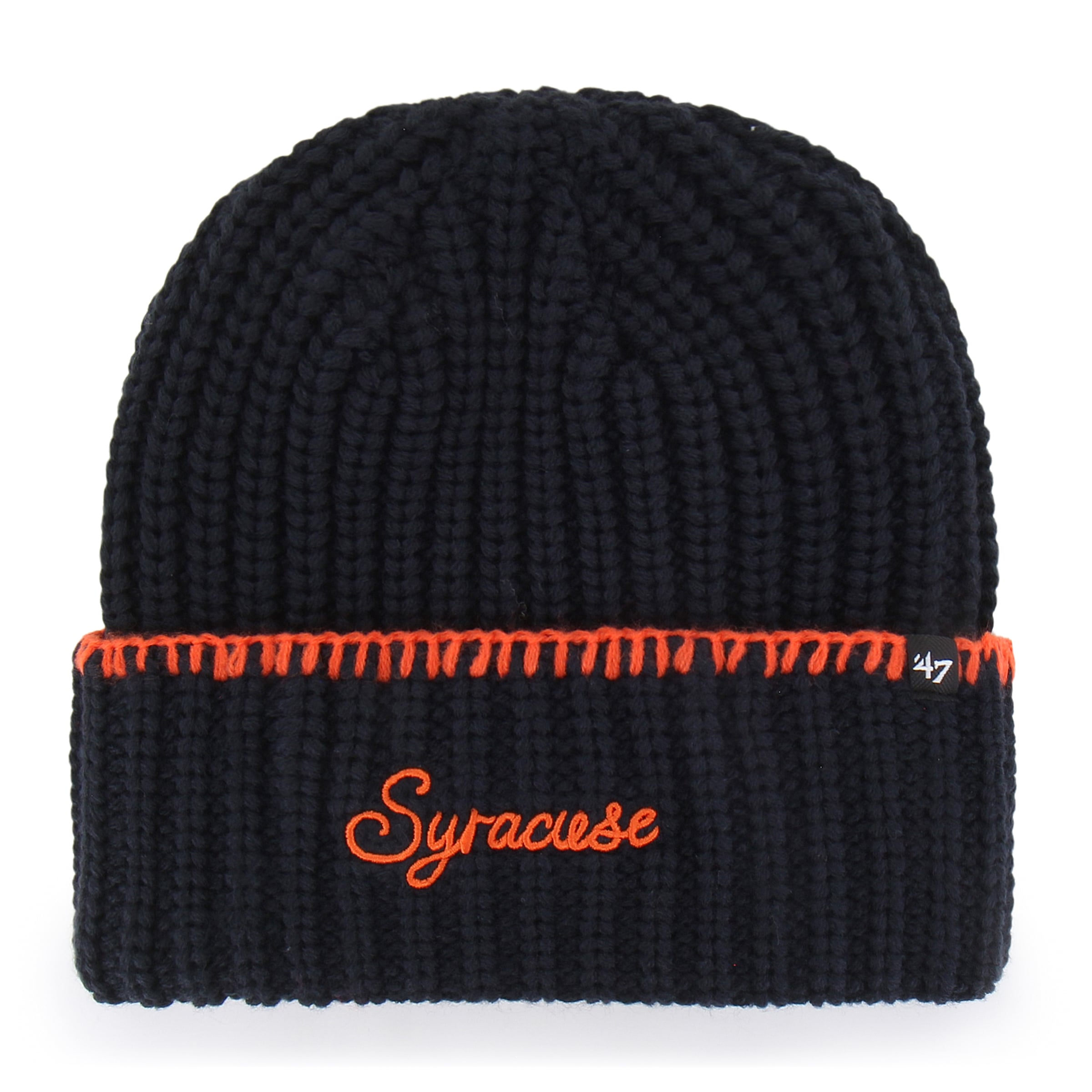 Bonnet à revers en maille point de couverture orange Syracuse « 47 » pour femme