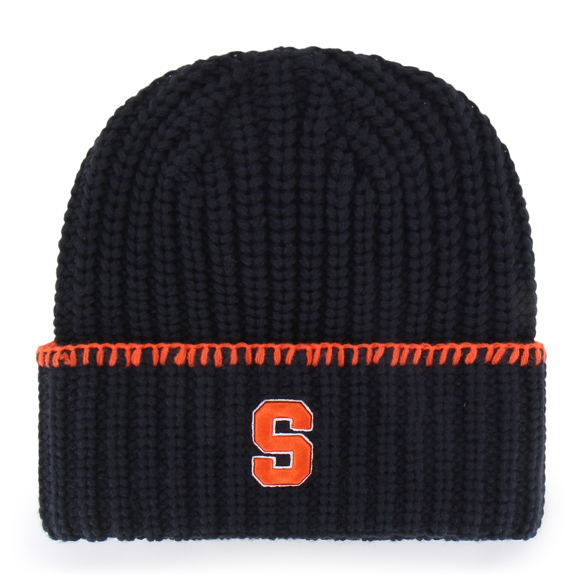 Bonnet à revers en maille point de couverture orange Syracuse « 47 » pour femme