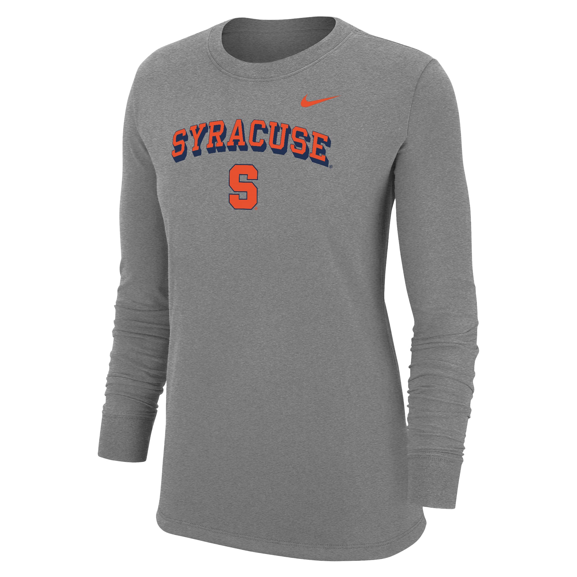 T-shirt à manches longues Nike pour femme, gris chiné, motif orange Syracuse