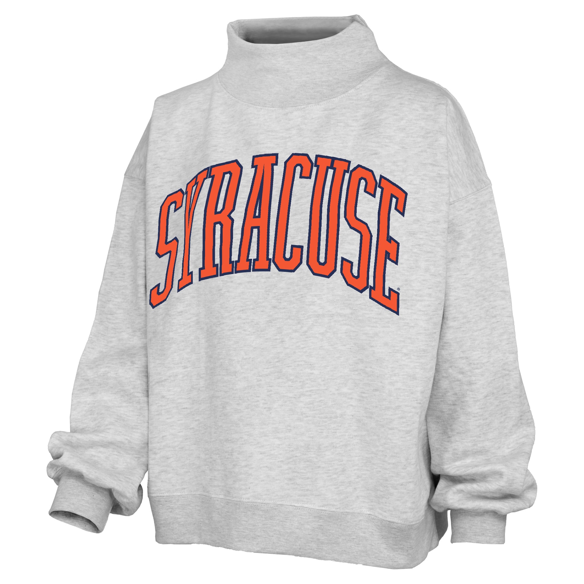 Women's Pressbox Heather Gray Syracuse Orange Oversized Nelson Mock Neck Sweatshirt