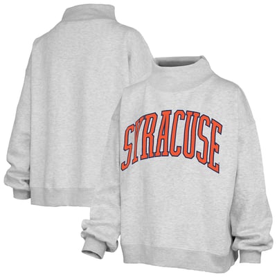 Syracuse Orange Pressbox Oversized Nelson Mock Neck Sweatshirt - Heather Gray
