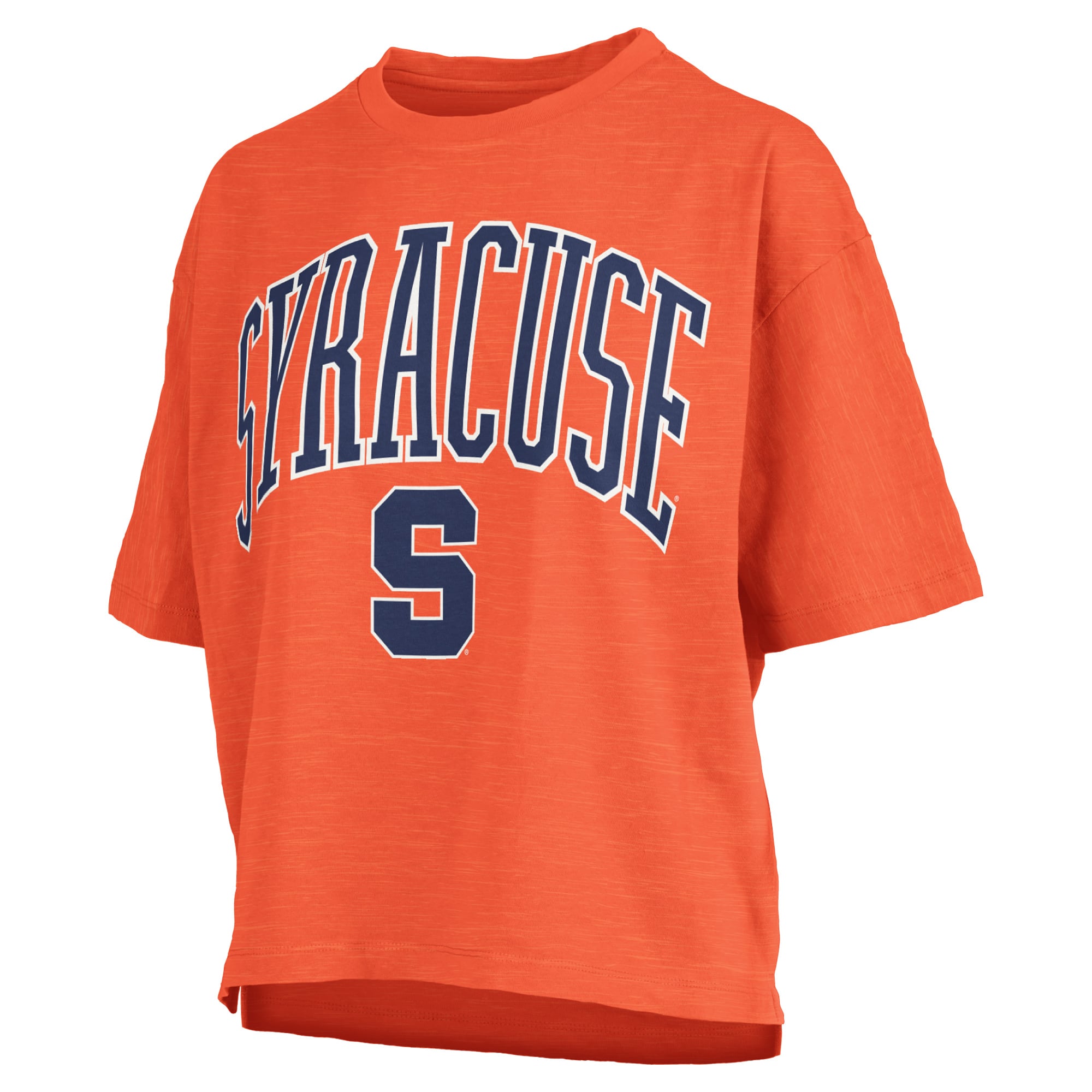 T-shirt à manches longues pour femme Pressbox Orange Syracuse Orange, logo Nelson Arch Over, en flammage.