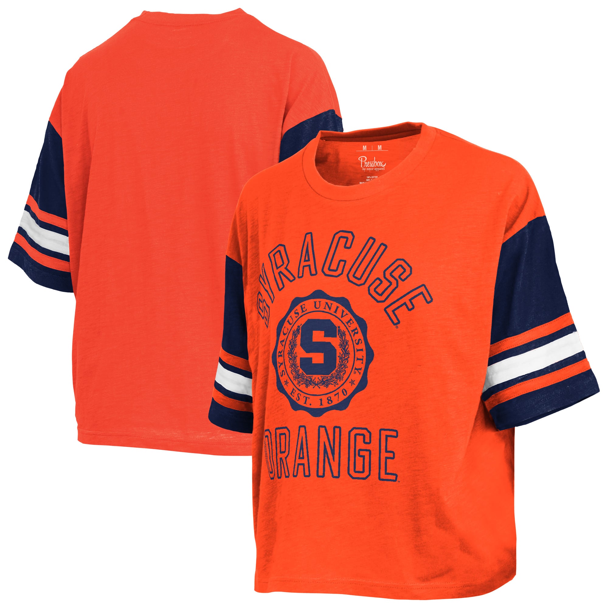 Women's Pressbox  Orange Syracuse Sunday Colorblock Seal T-Shirt