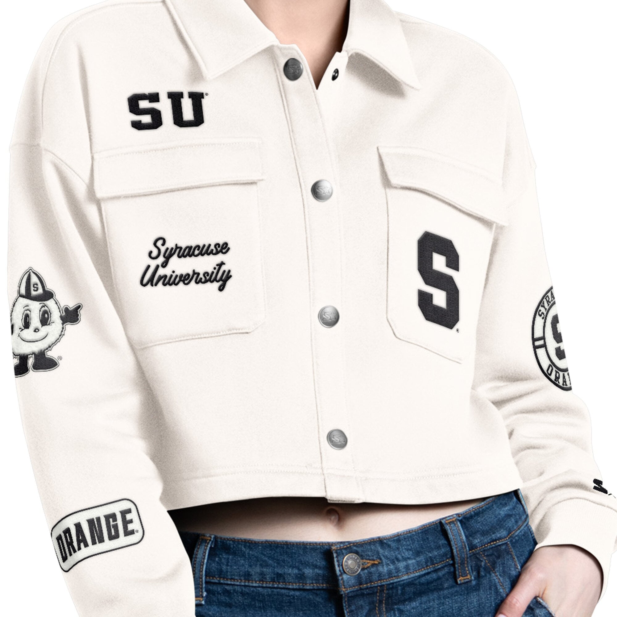Surchemise courte à boutons-pression Anchor orange Syracuse Starter Cream pour femmes