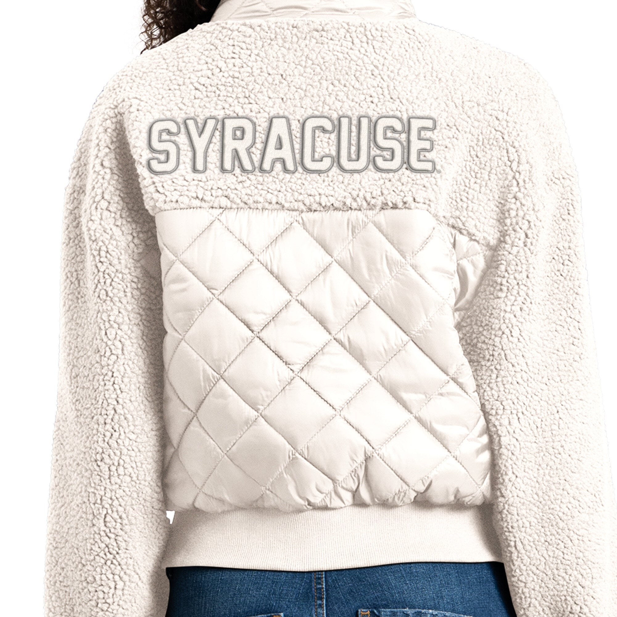 Veste zippée intégrale Starter blanche Syracuse Orange Journeyman Sherpa pour femme
