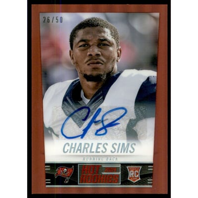 2014 Panini Hot Rookies Rookie Signatures Red Holofoil #350 Charles Sims/50