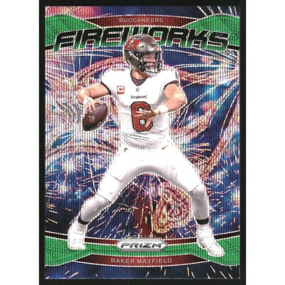 2024 Panini Prizm Fireworks Prizms Green Wave #6 Baker Mayfield