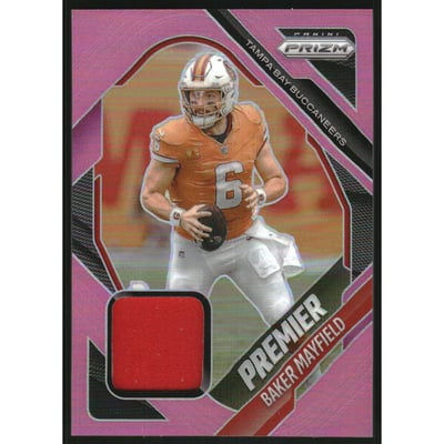 2025 Panini Prizm Premier Jerseys Prizms Pink #46 Baker Mayfield