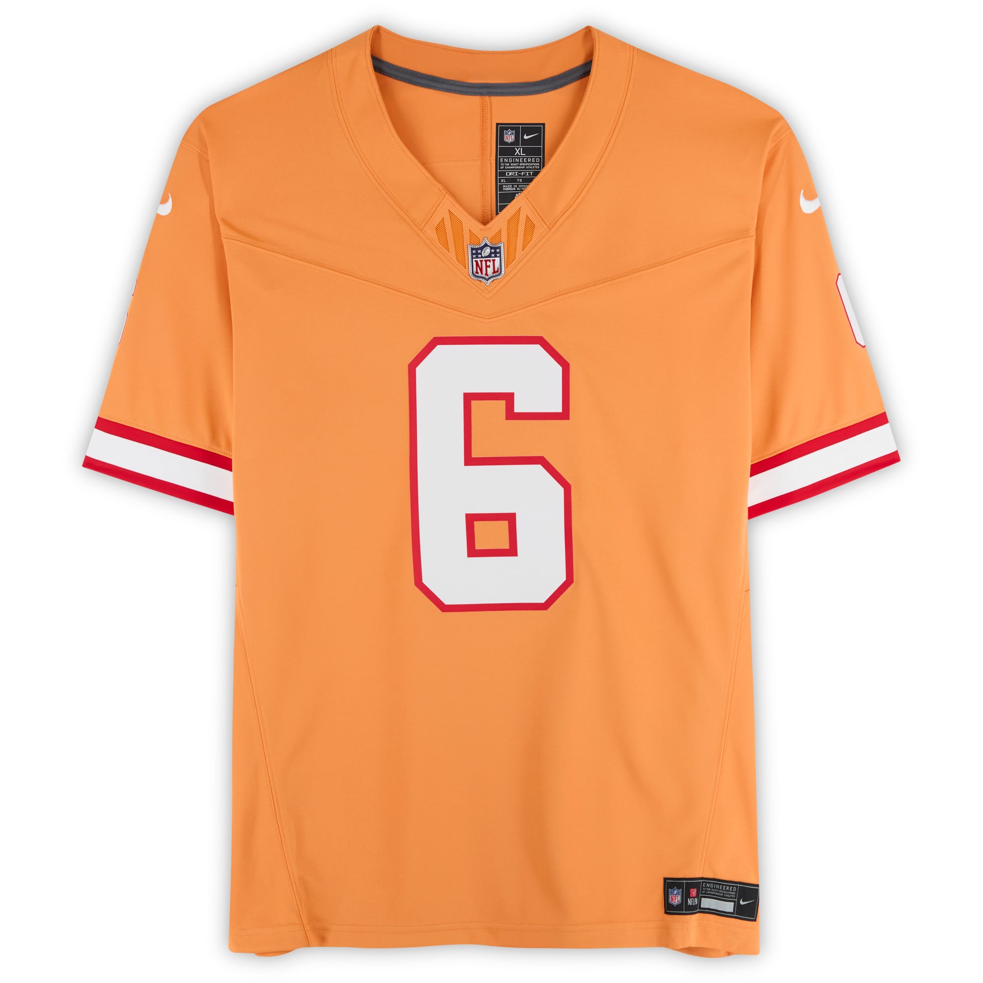 Maillot Nike Creamsicle Vapor Fuse Limited dédicacé par Baker Mayfield des Tampa Bay Buccaneers avec l'inscription « Fire The Cannons ! »