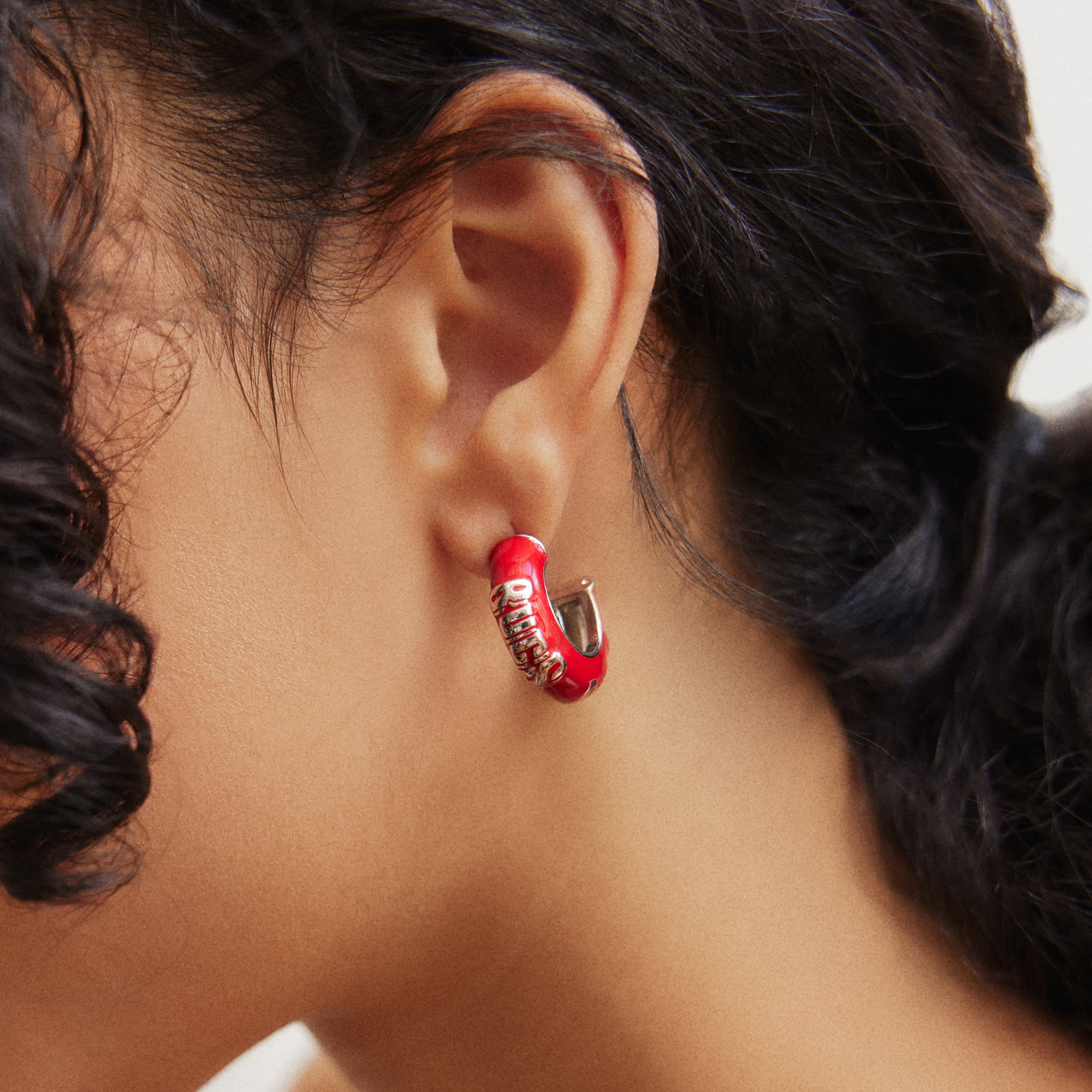 BaubleBar Tampa Bay Buccaneers Puffy Enamel Hoop Earrings