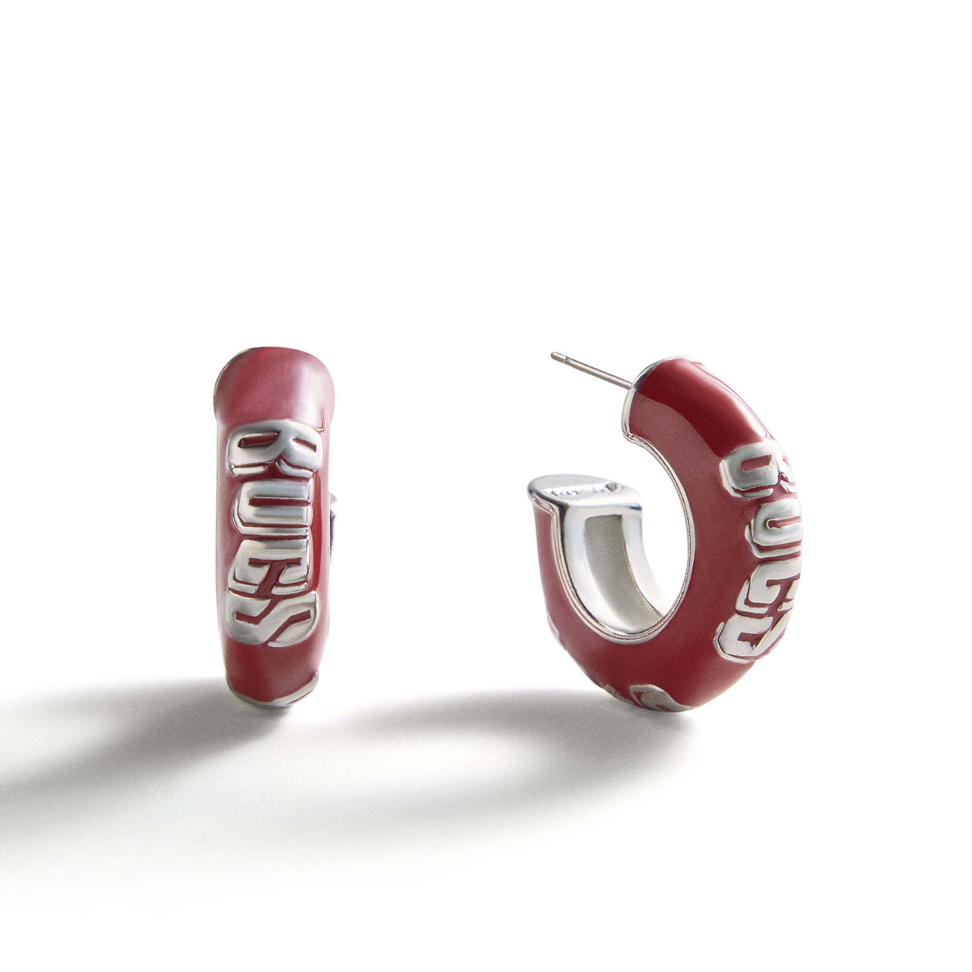 BaubleBar Tampa Bay Buccaneers Puffy Enamel Hoop Earrings