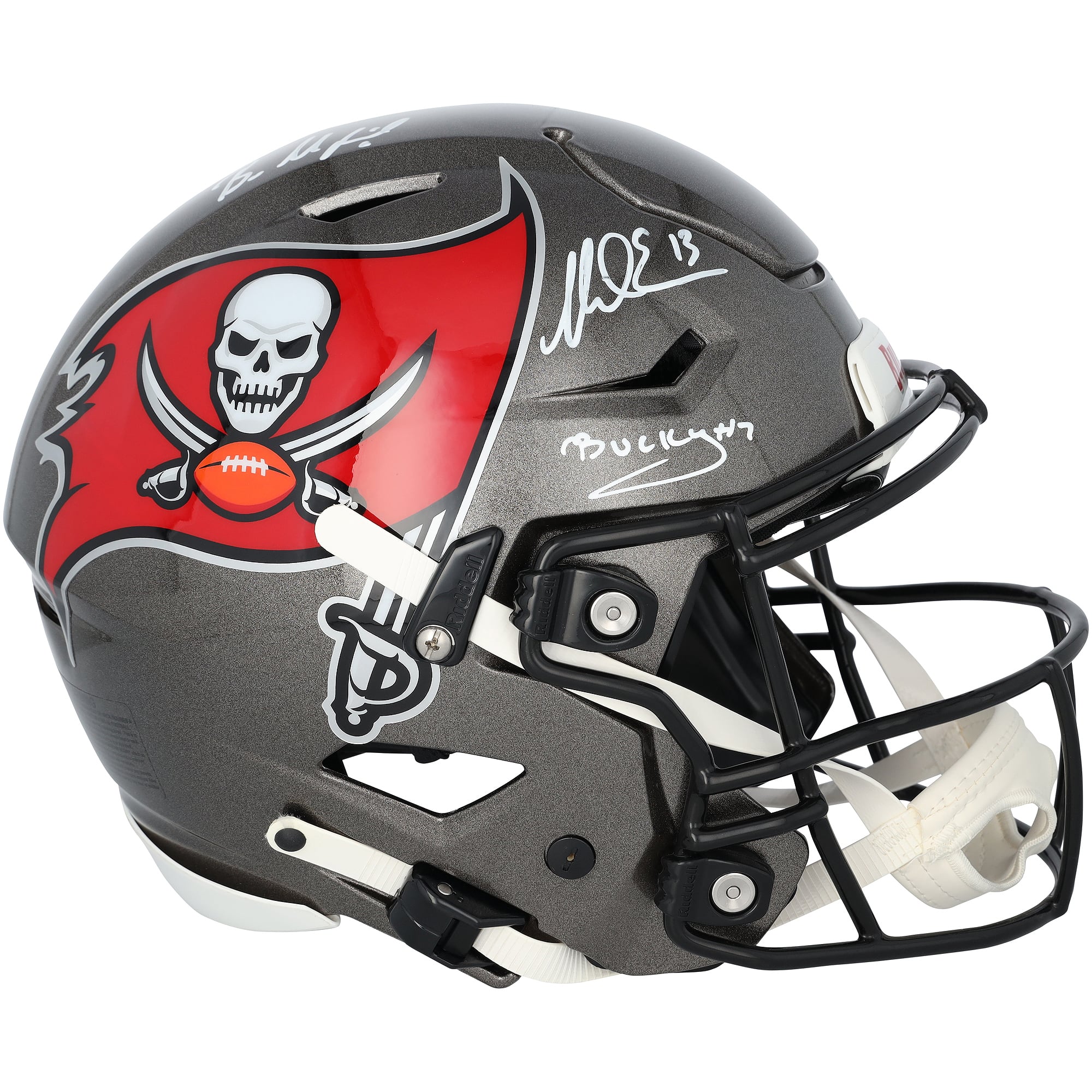 Casque Riddell Speed ​​Flex Authentic autographié par Bucky Irving, Mike Evans et Baker Mayfield des Buccaneers de Tampa Bay