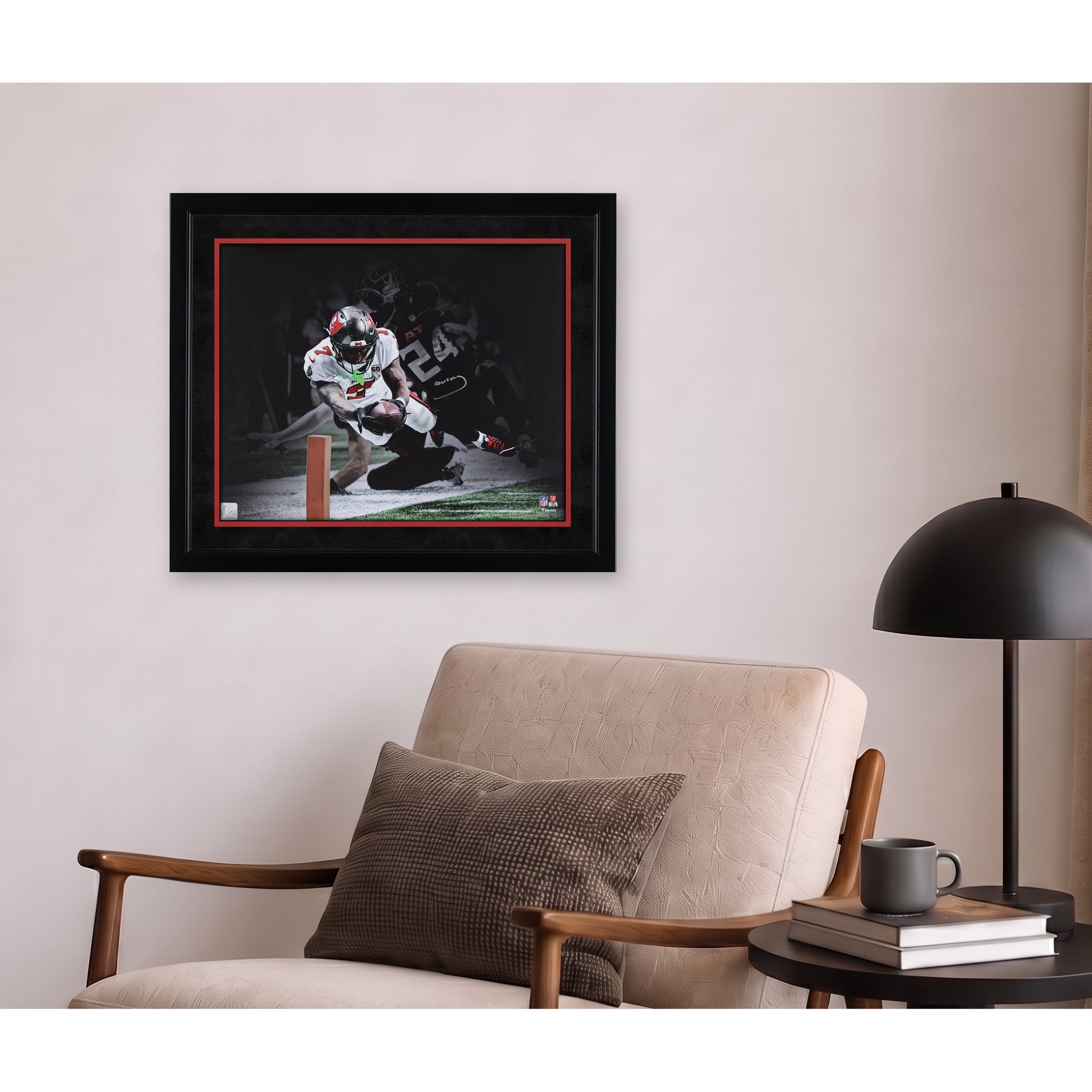 Bucky Irving Tampa Bay Buccaneers Autographed 16" x 20" Diving Touchdown Spotlight Photograph