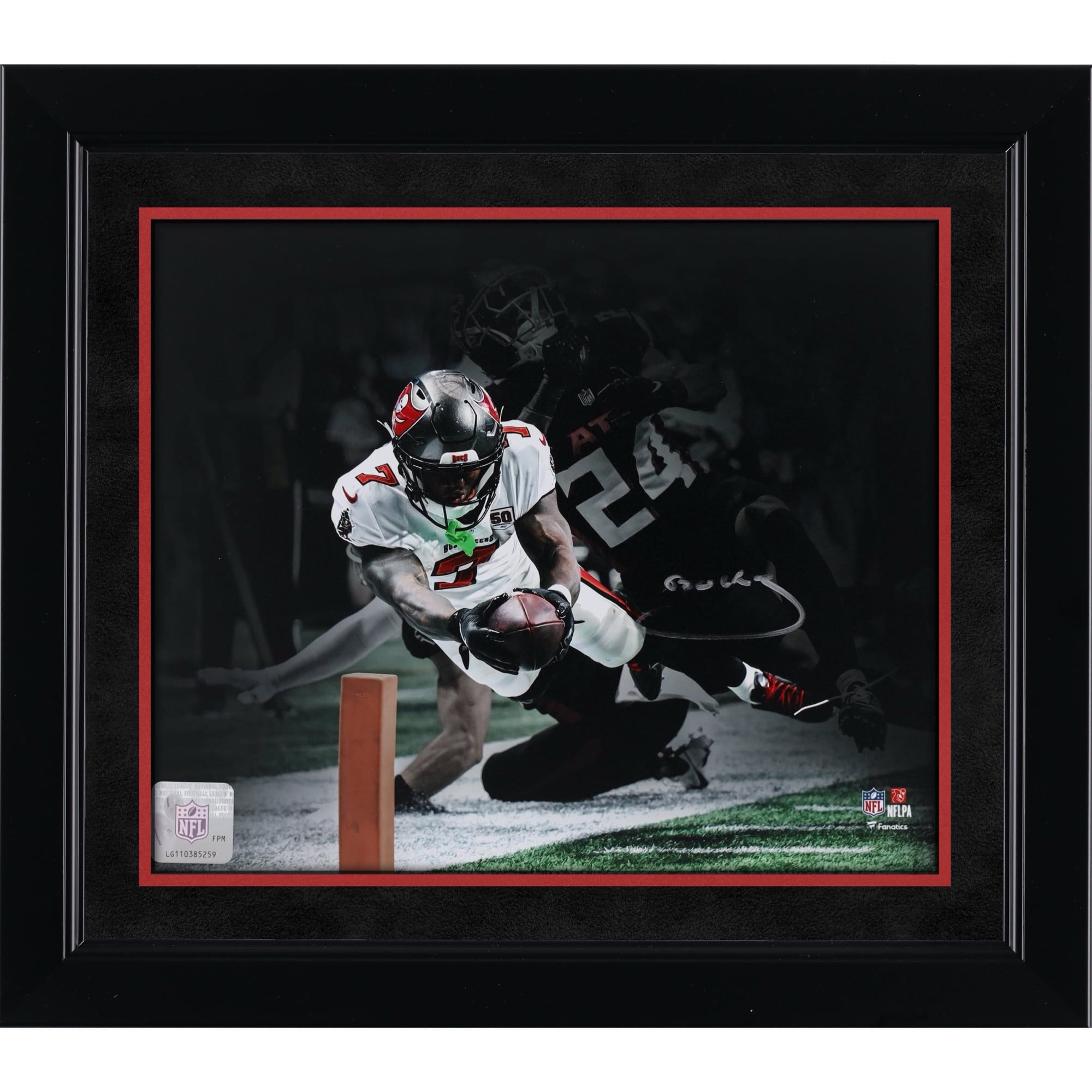 Bucky Irving Tampa Bay Buccaneers Autographed 8" x 10" Diving Touchdown Spotlight Photograph