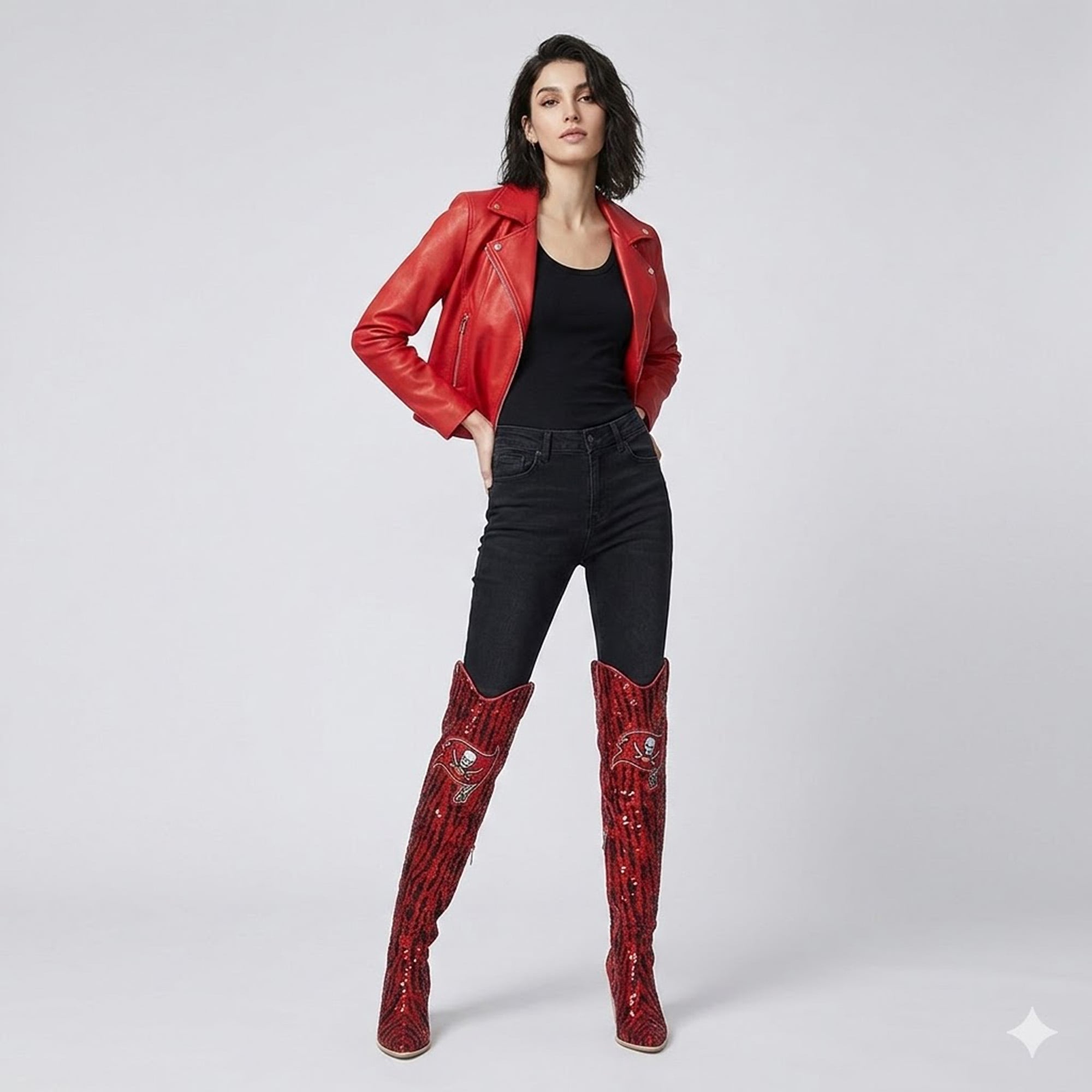 Cuce Tampa Bay Buccaneers Over-the-Knee Two-Tone Sequin Boots