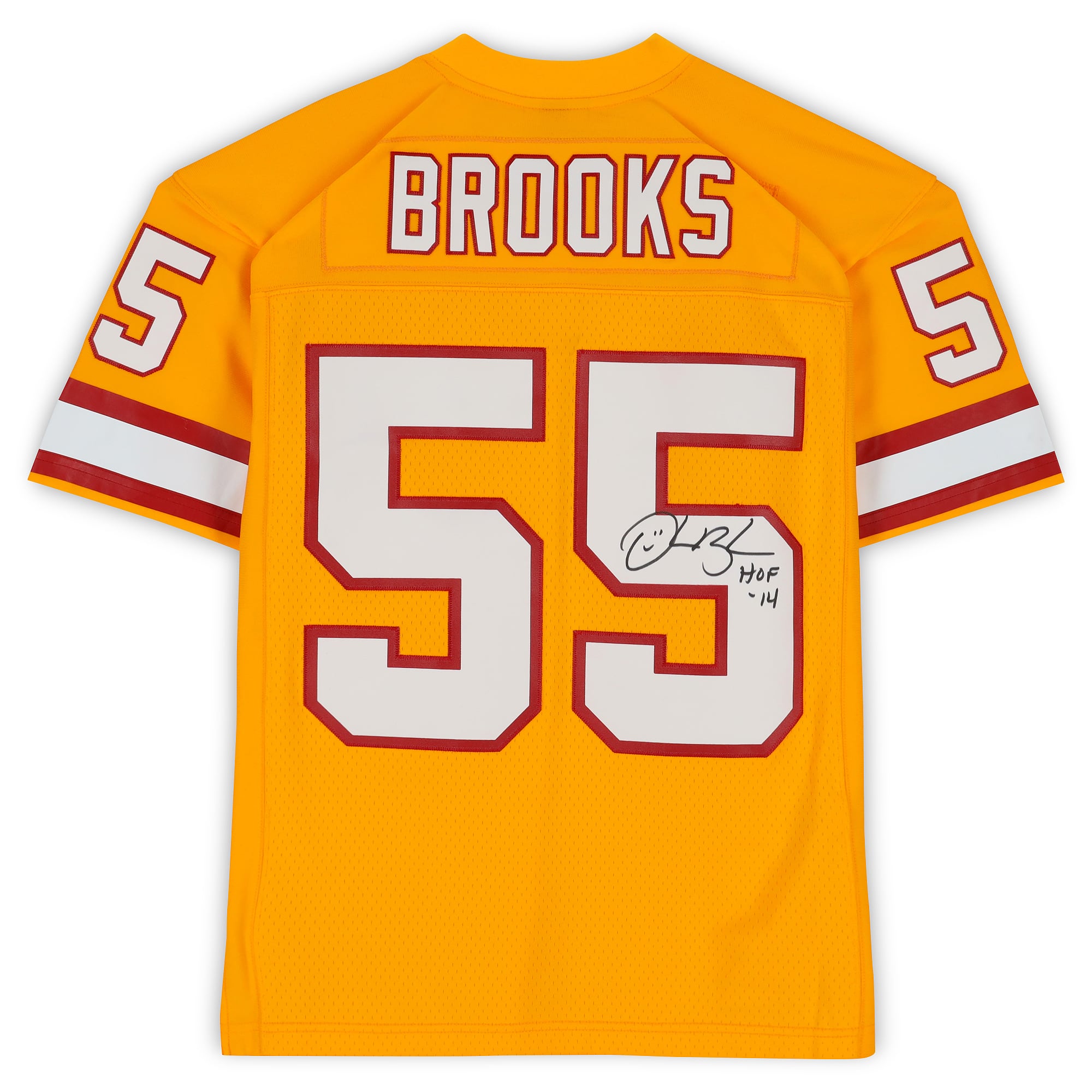 Derrick Brooks Tampa Bay Buccaneers Autographed Orange Mitchell and Ness 1995 Replica Jersey with "HOF 14" Inscription