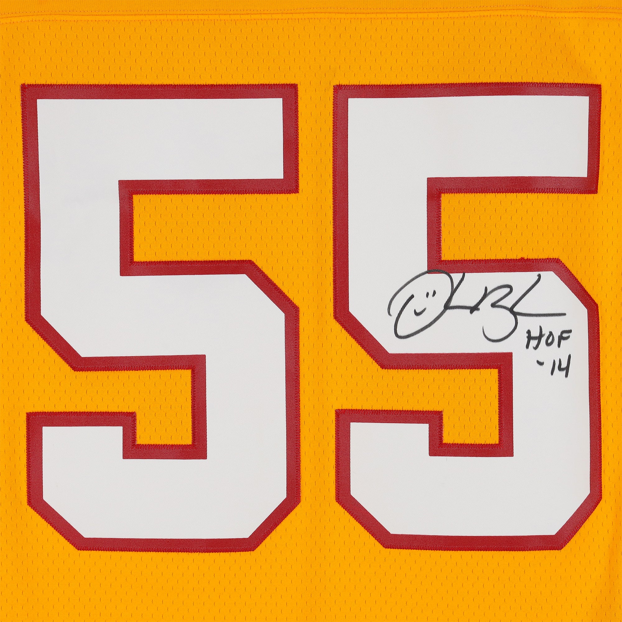 Derrick Brooks Tampa Bay Buccaneers Autographed Orange Mitchell and Ness 1995 Replica Jersey with "HOF 14" Inscription