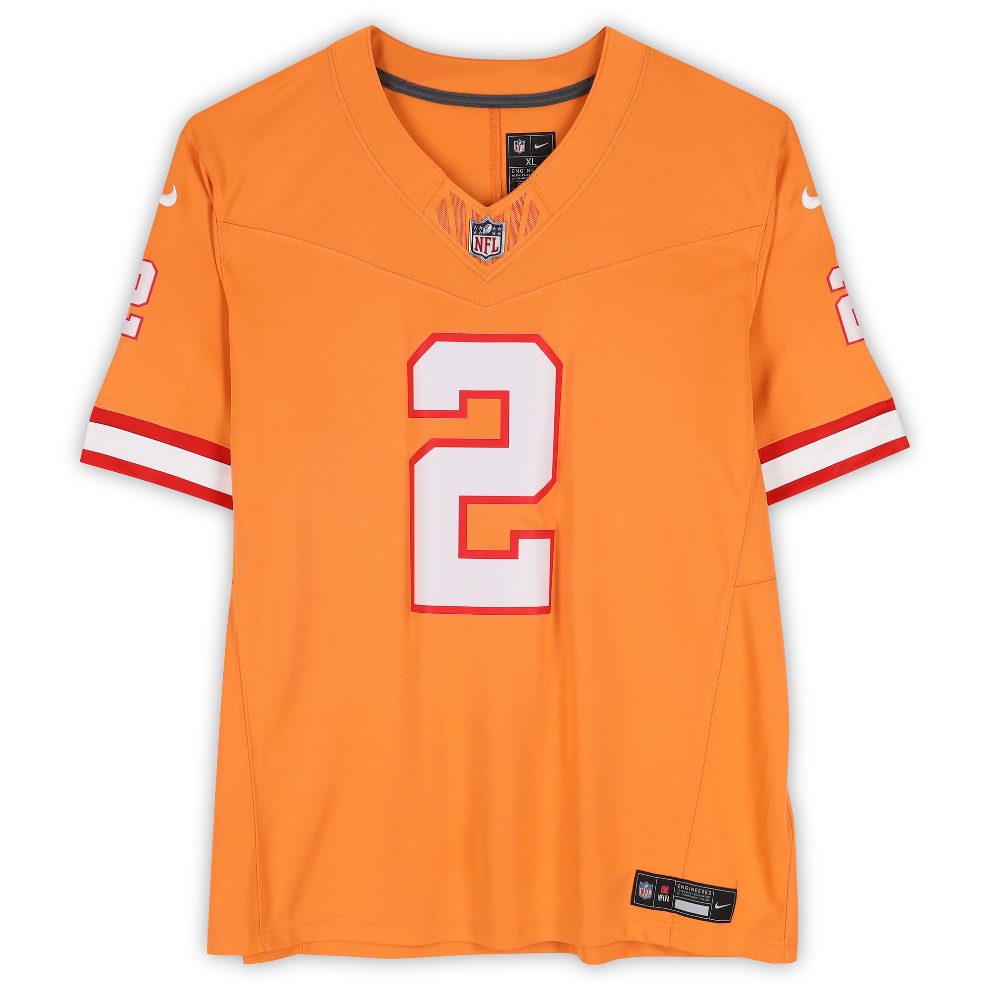 Maillot Nike Vapor Fuse orange en édition limitée, autographié par Emeka Egbuka des Buccaneers de Tampa Bay