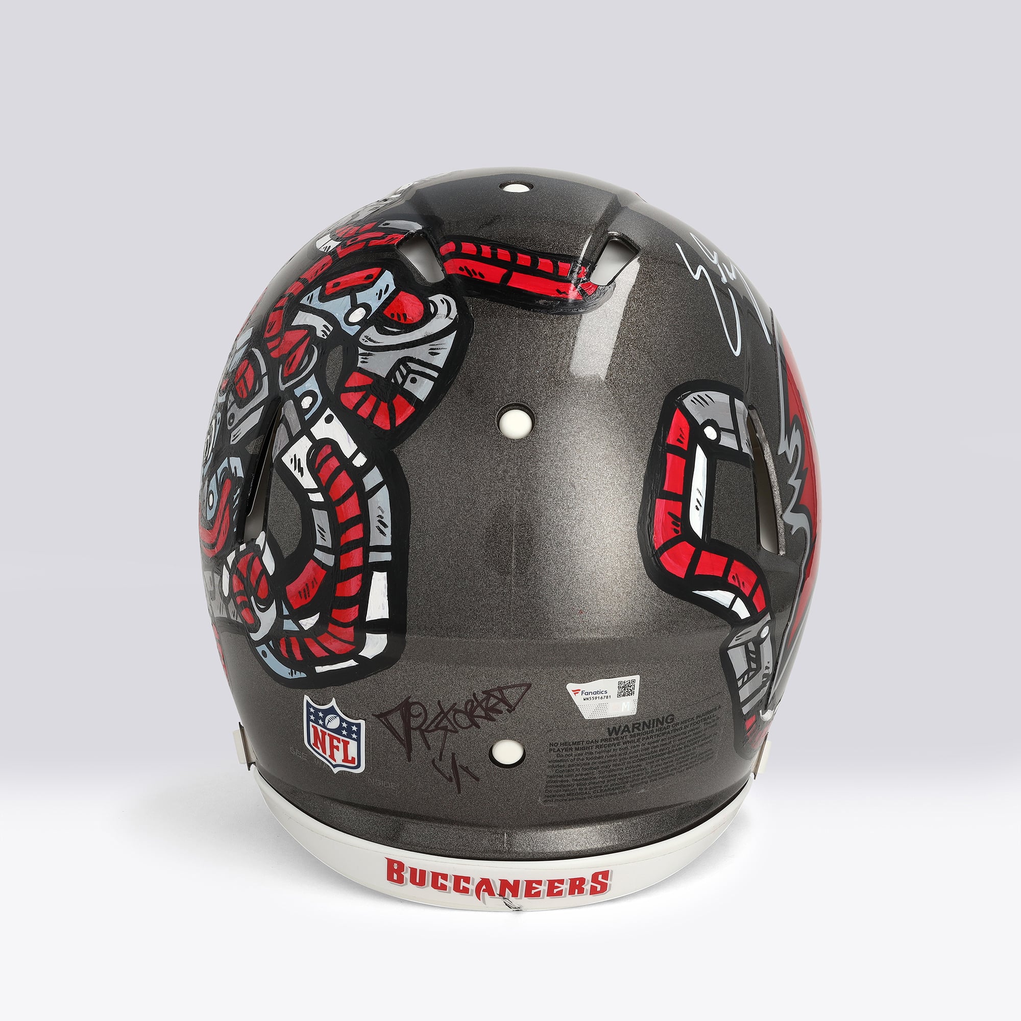 Emeka Egbuka Tampa Bay Buccaneers Autographed Riddell Speed Authentic Helmet - Art by Distorted - Limited Edition #1/1 - WN55916781