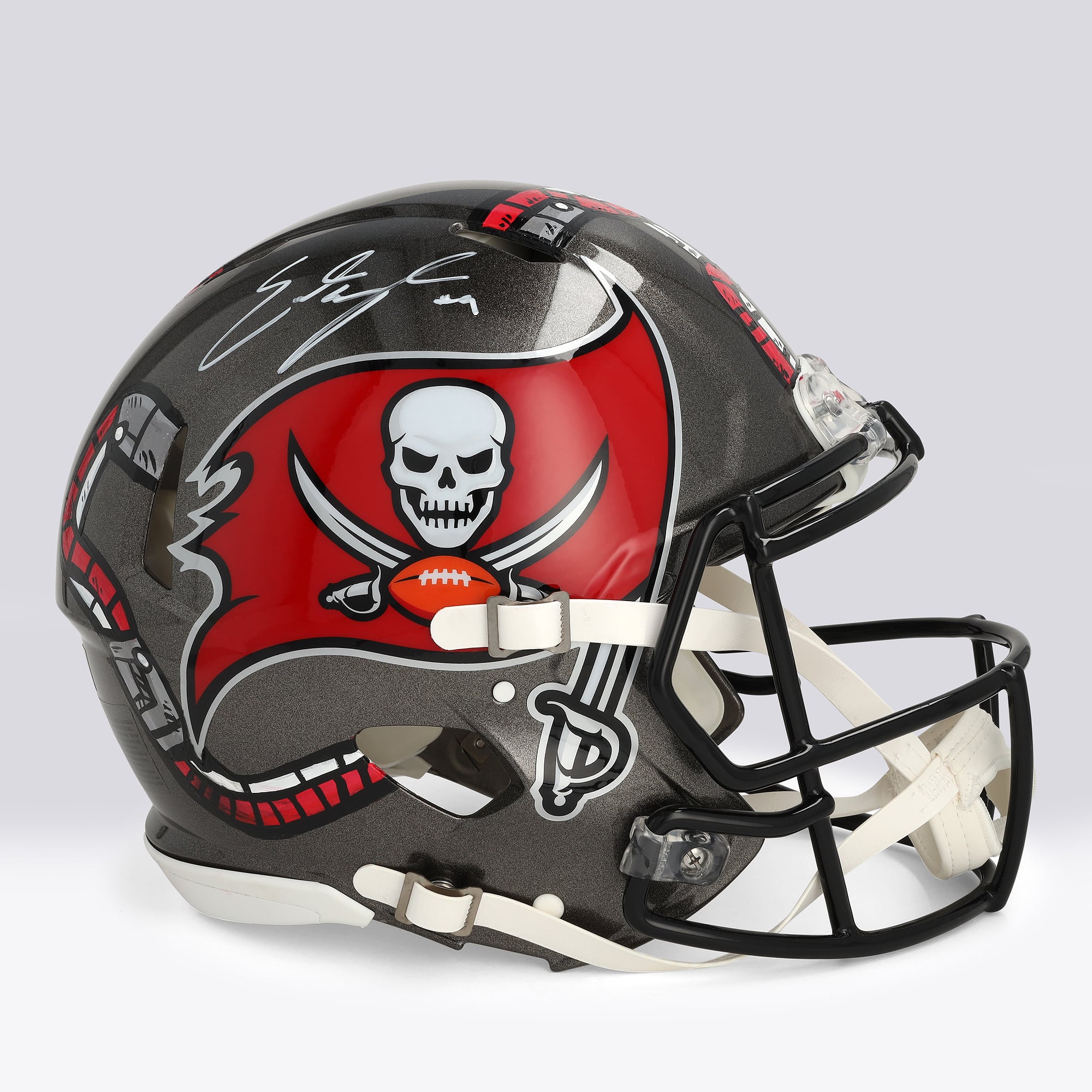 Emeka Egbuka Tampa Bay Buccaneers Autographed Riddell Speed Authentic Helmet - Art by Distorted - Limited Edition #1/1 - WN55916781