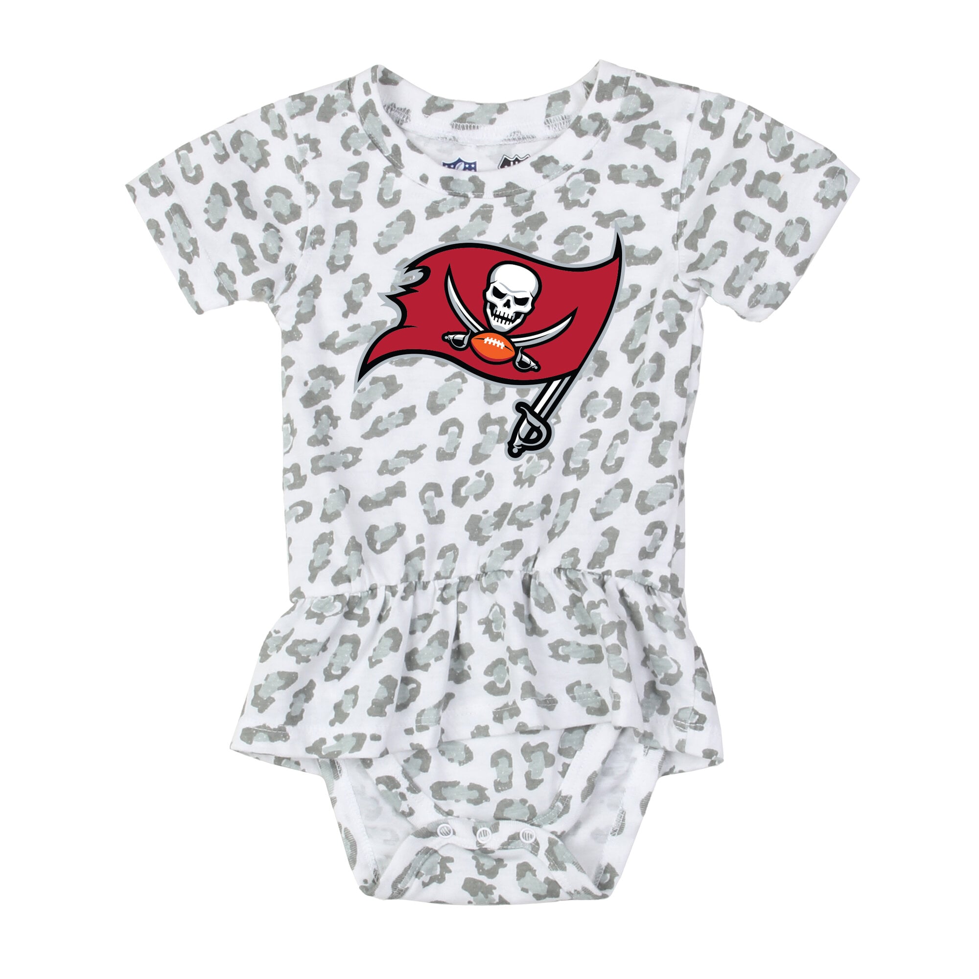 Combinaison à volants imprimée léopard Wes & Willy White Tampa Bay Buccaneers pour bébé fille