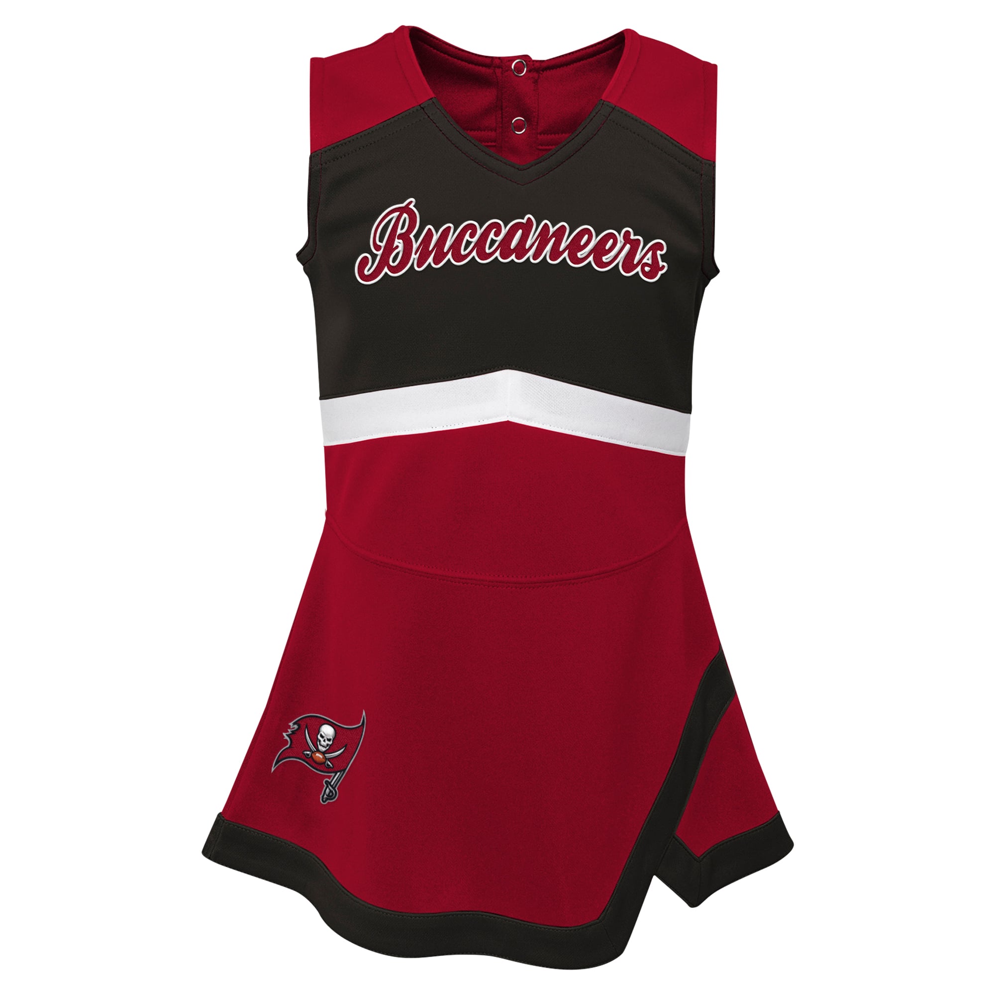 Girls Toddler Red Tampa Bay Buccaneers Cheer Captain V-Neck Dress with Bloomers