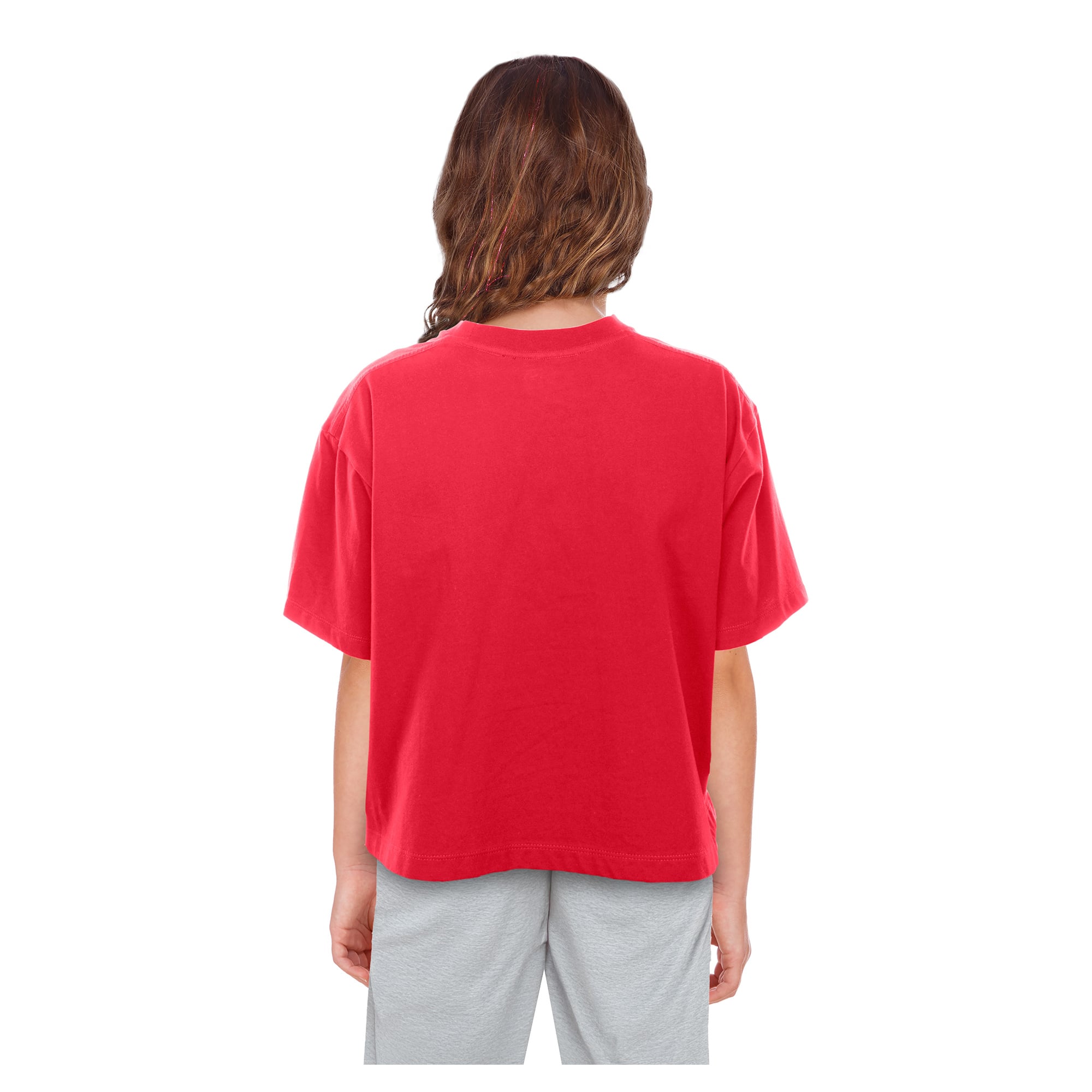 T-shirt New Era rouge Tampa Bay Buccaneers pour filles, coupe carrée, à sequins réversibles.