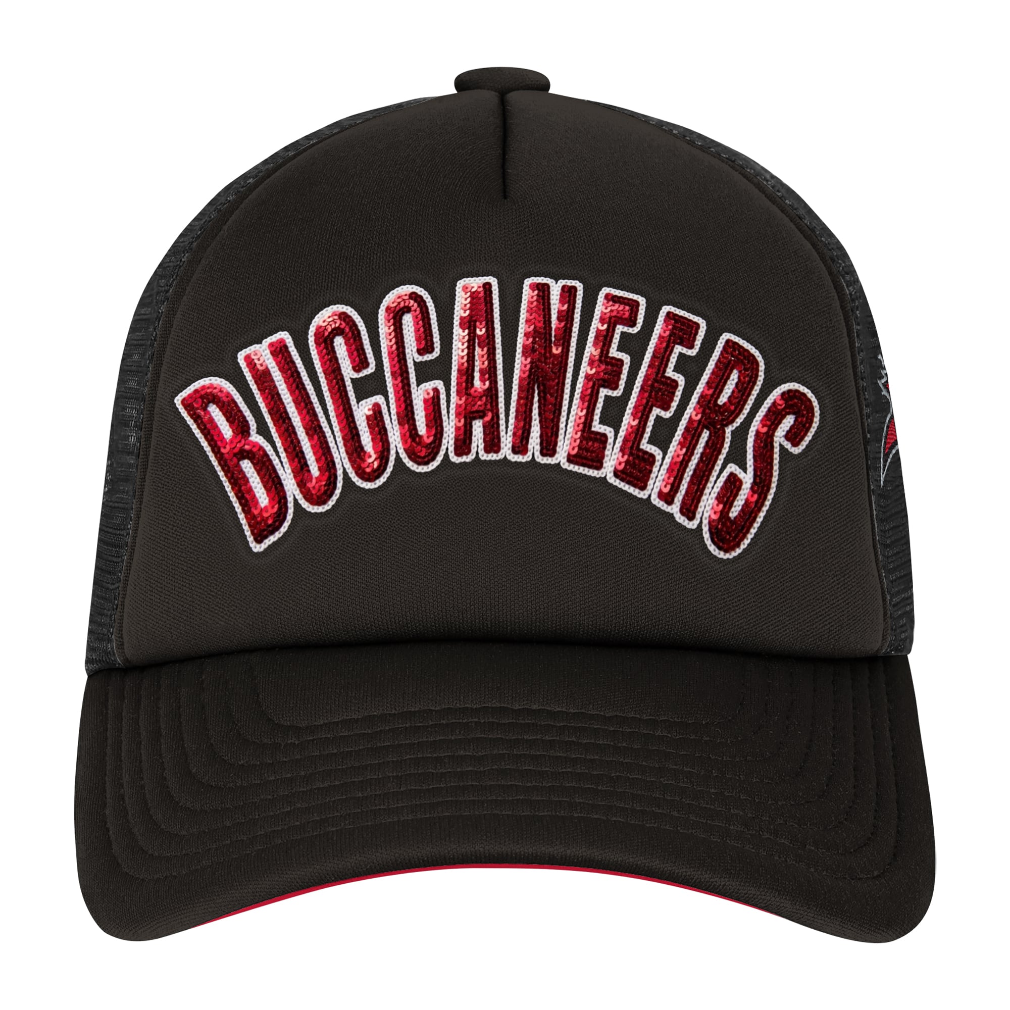 Girls Youth Outerstuff Black Tampa Bay Buccaneers Bling Adjustable Trucker Hat
