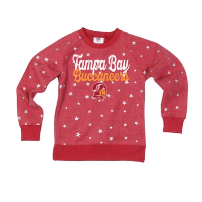  Tampa Bay Buccaneers Wes & Willy Girls Youth Shimmer Star Reverse Sweatshirt - Red