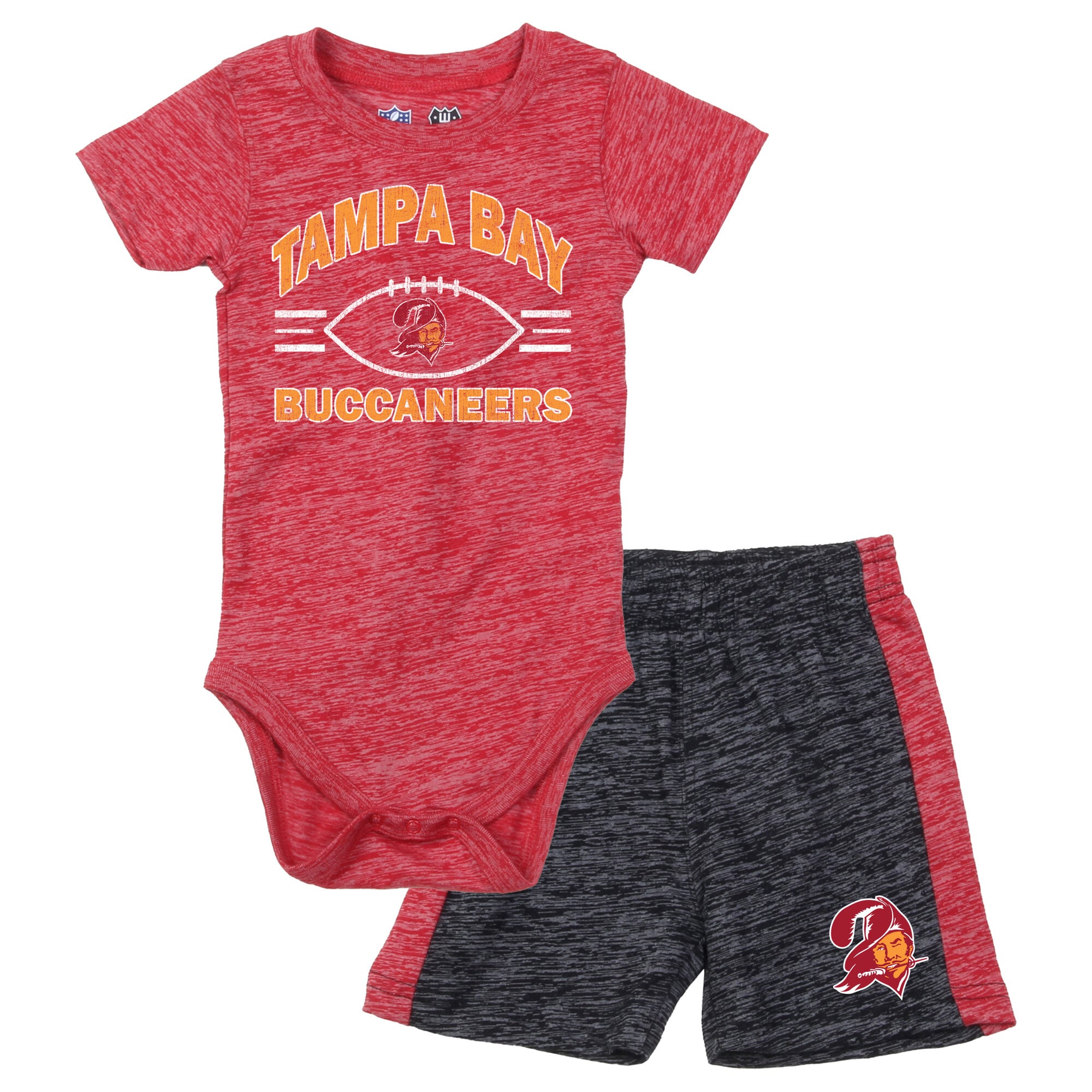 Ensemble body et short pour bébé Wes & Willy rouge/noir Tampa Bay Buccaneers Cloudy Yard Hopper