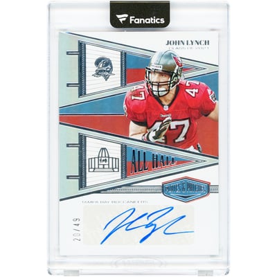 Carte autographiée John Lynch des Buccaneers de Tampa Bay, collection Panini 2023, plaques et patchs All Hall #AH-JL #20/49