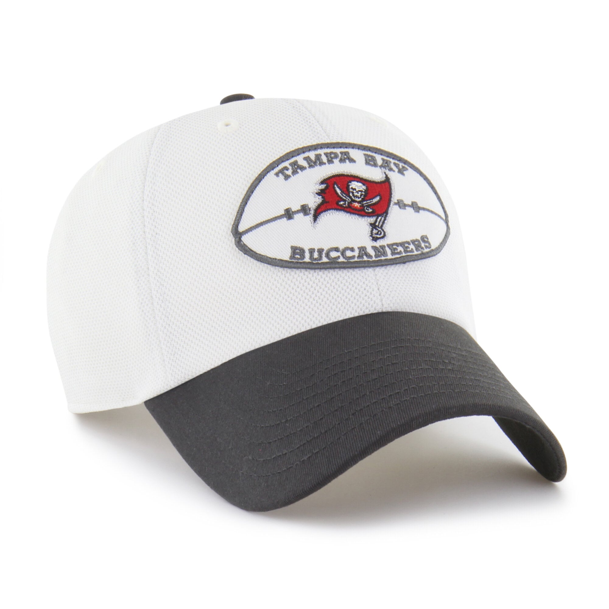 Men's '47 Cream/Pewter Tampa Bay Buccaneers Pique Patch Clean Up Adjustable Hat