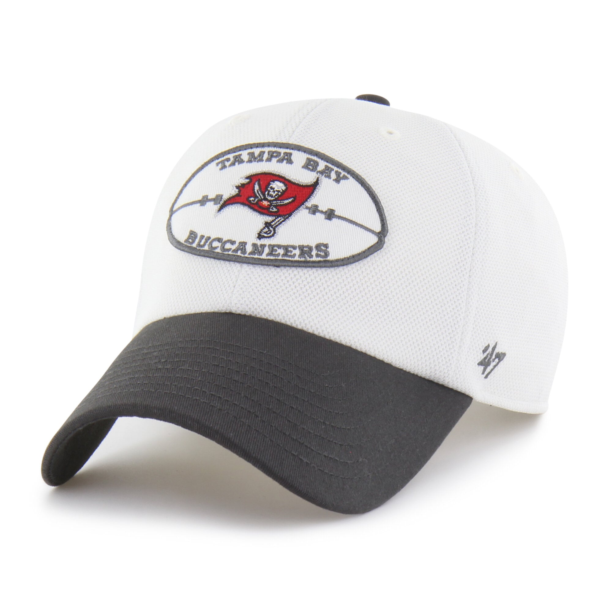 Men's '47 Cream/Pewter Tampa Bay Buccaneers Pique Patch Clean Up Adjustable Hat