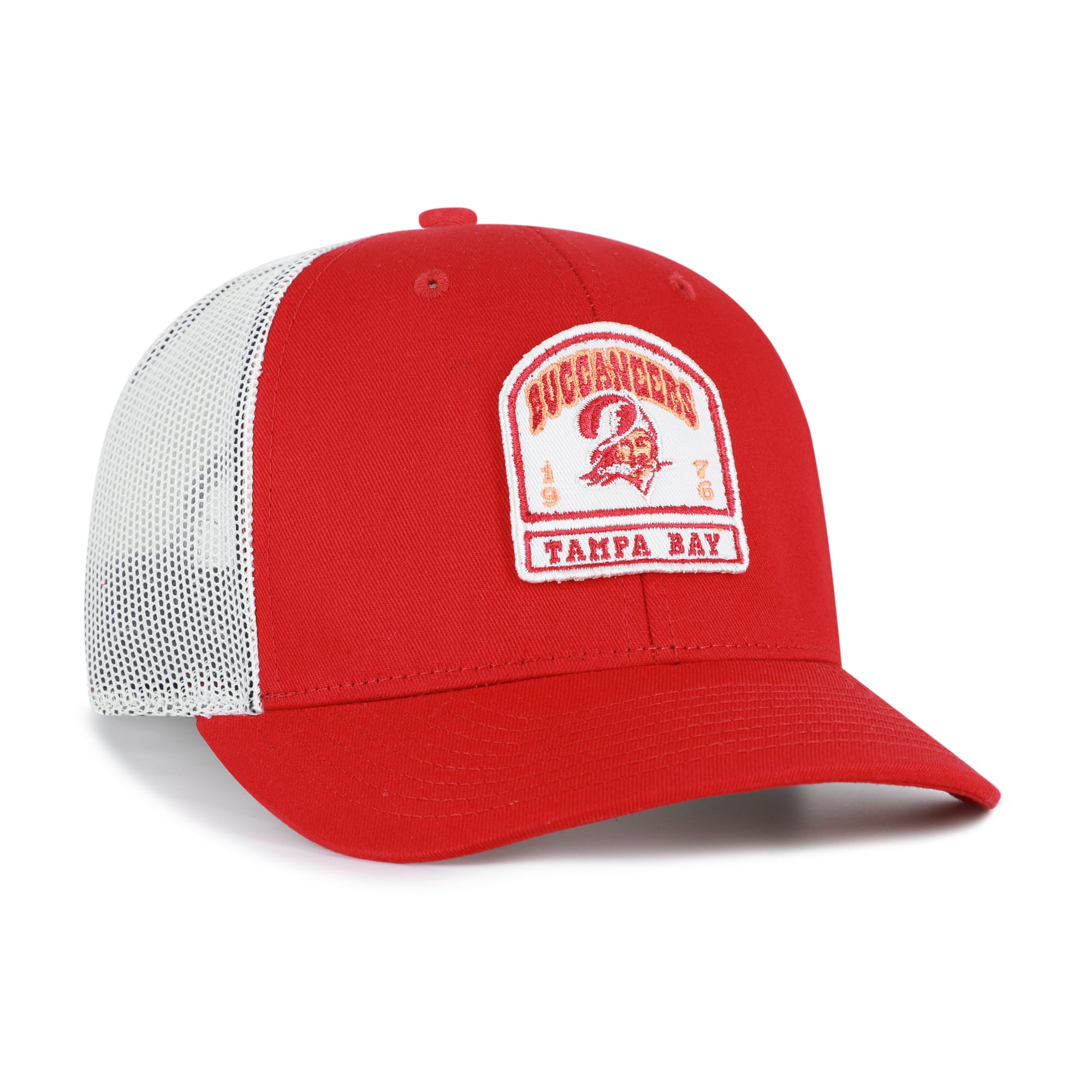 Men's '47 Red Tampa Bay Buccaneers Throwback Headstone Trucker Adjustable Hat