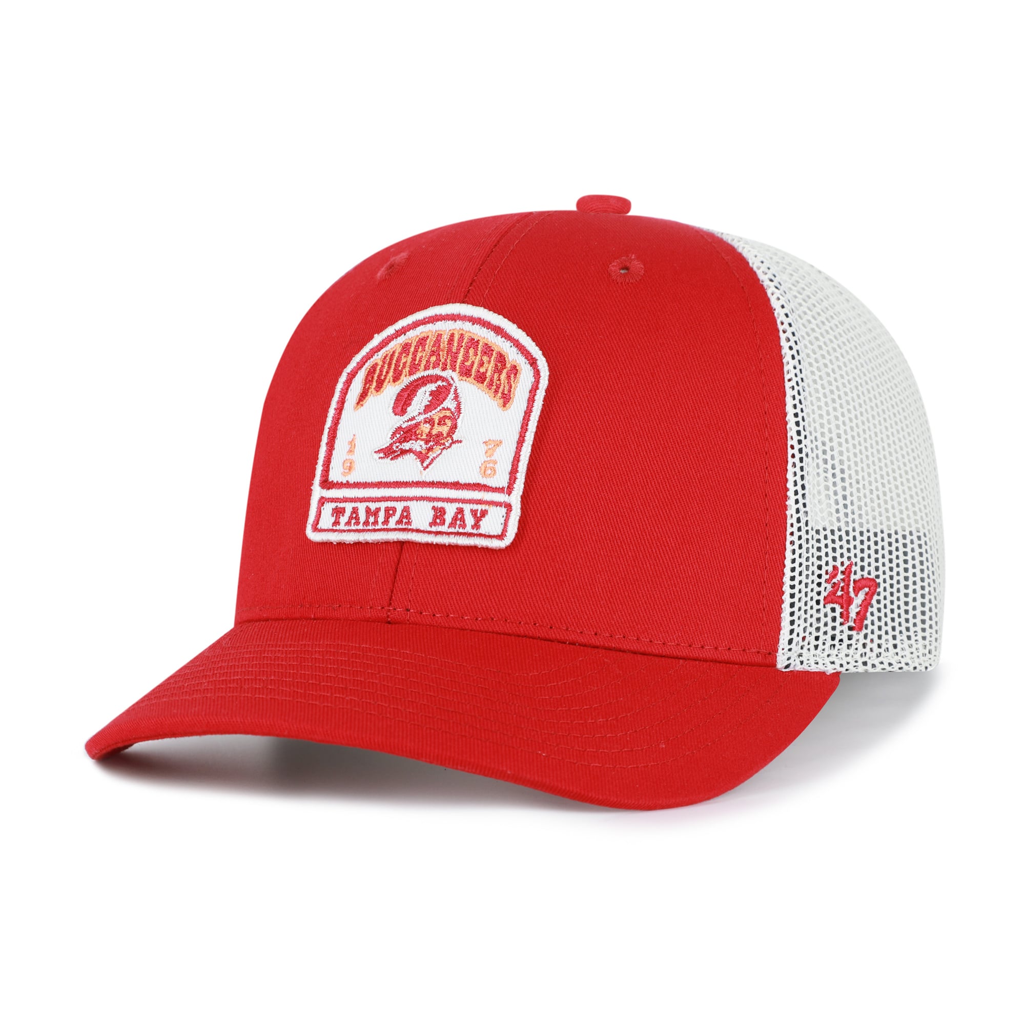 Men's '47  Red Tampa Bay Buccaneers Throwback Headstone Trucker Adjustable Hat