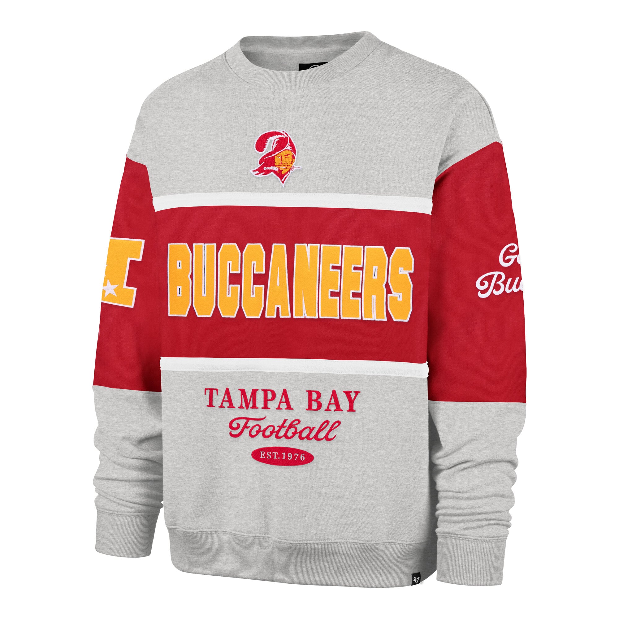 Men's '47 Red/Heather Gray Tampa Bay Buccaneers Blockfield Maximalist Sweatshirt
