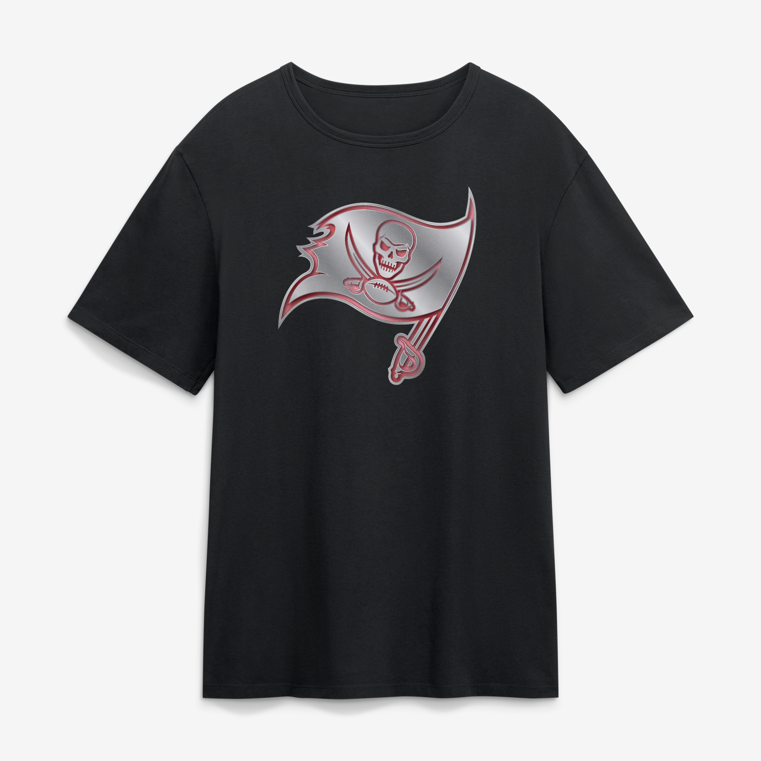 T-shirt noir pour homme avec mascotte métallique des Buccaneers de Tampa Bay
