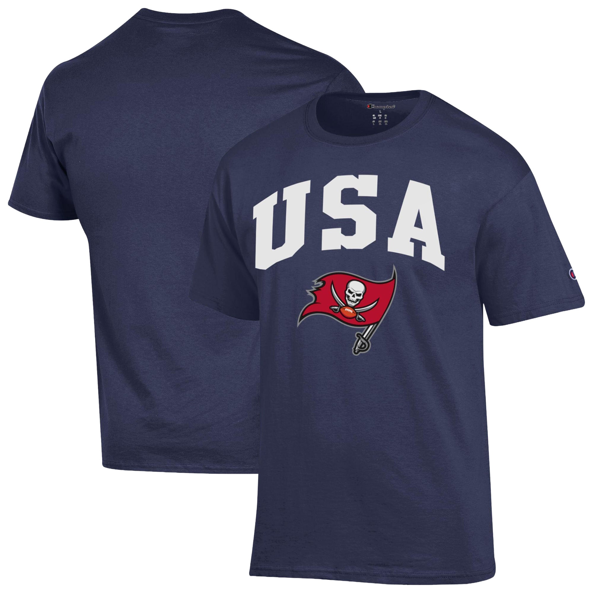 T-shirt Champion bleu marine Tampa Bay Buccaneers pour homme, style américain