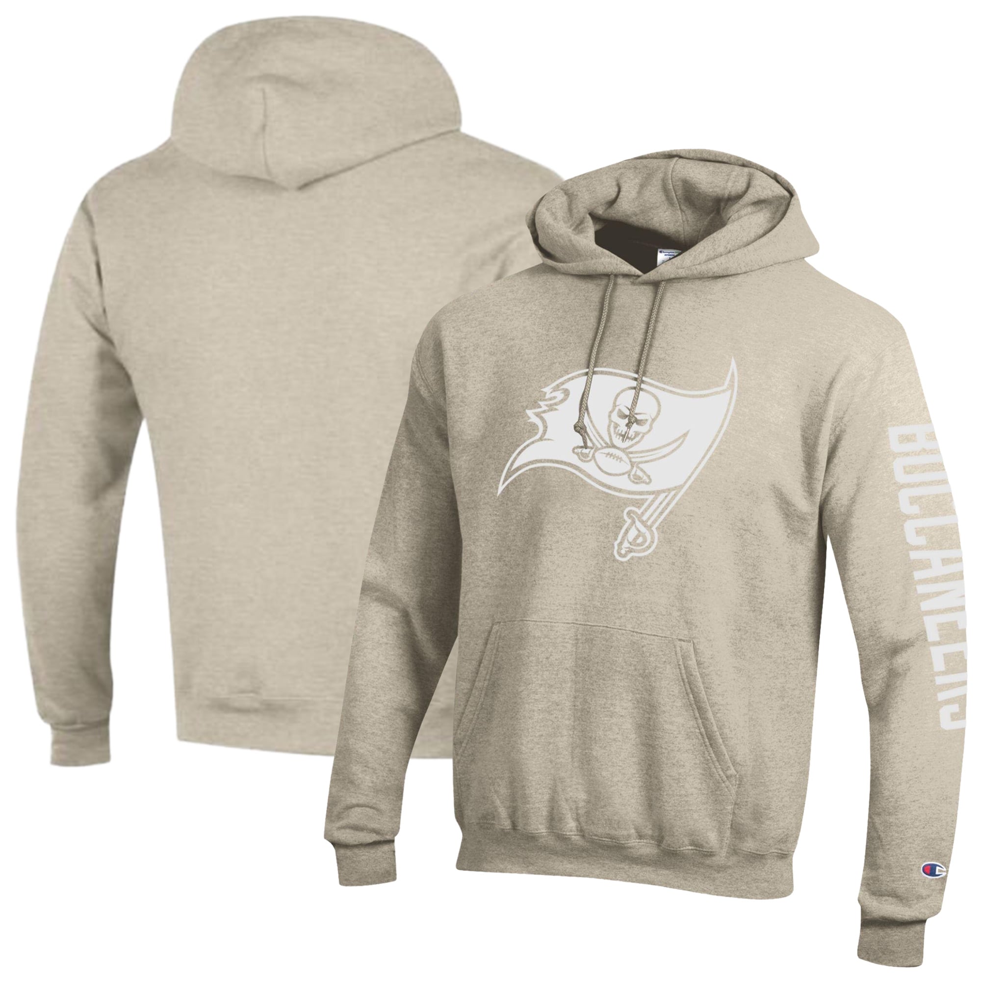 Men's Champion  Oatmeal Tampa Bay Buccaneers Powerblend Hoodie