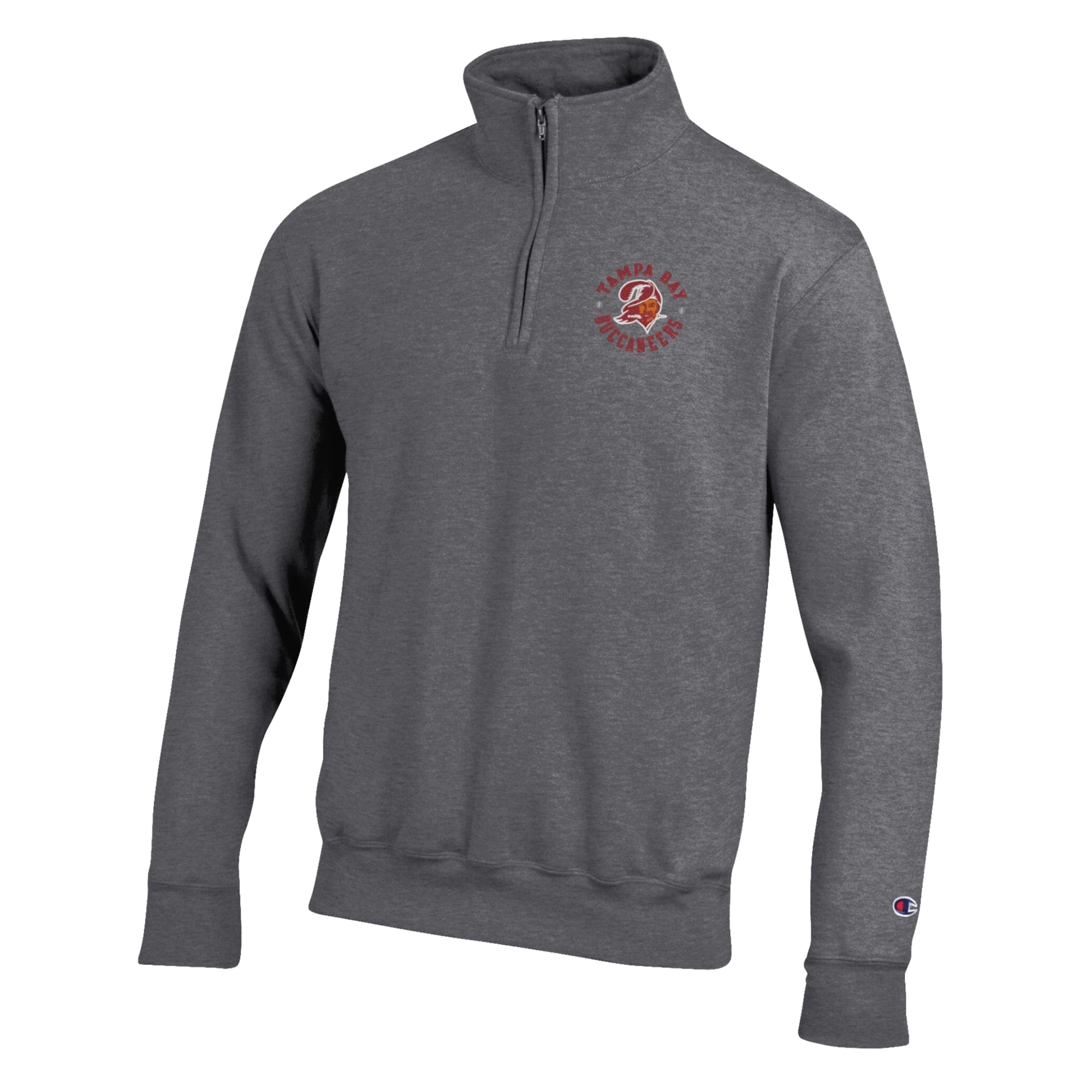 Men's Champion White Tampa Bay Buccaneers Powerblend Quarter-Zip Pullover