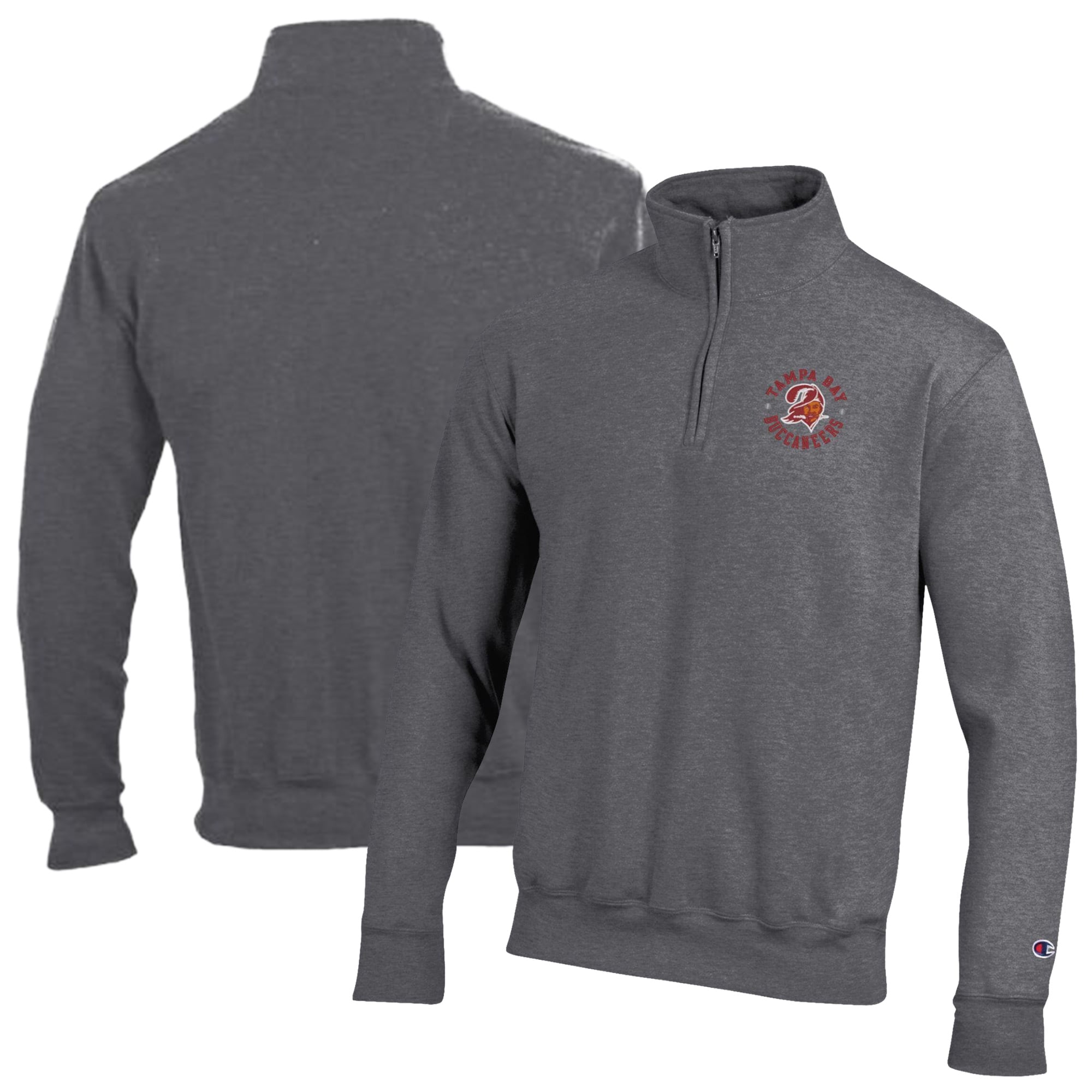 Men's Champion White Tampa Bay Buccaneers Powerblend Quarter-Zip Pullover