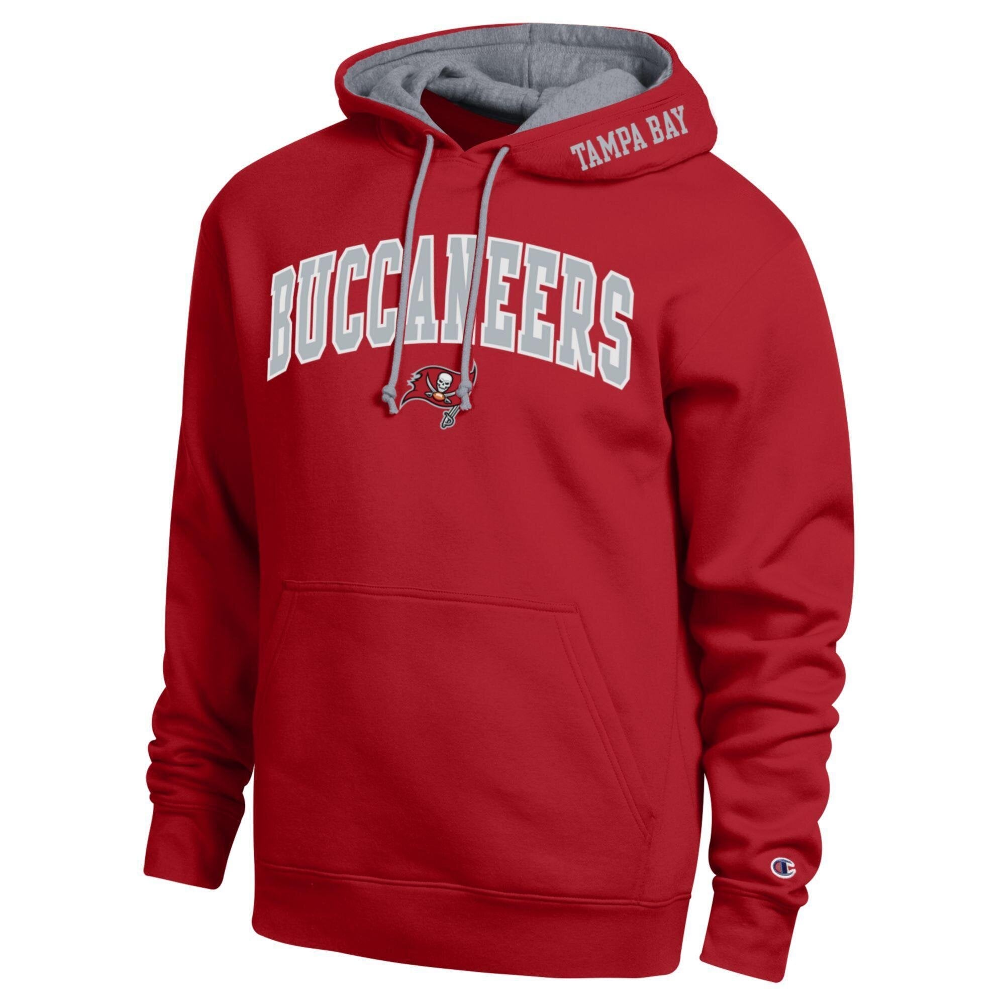 Sweat à capuche contrasté Champion rouge/gris chiné Tampa Bay Buccaneers pour homme