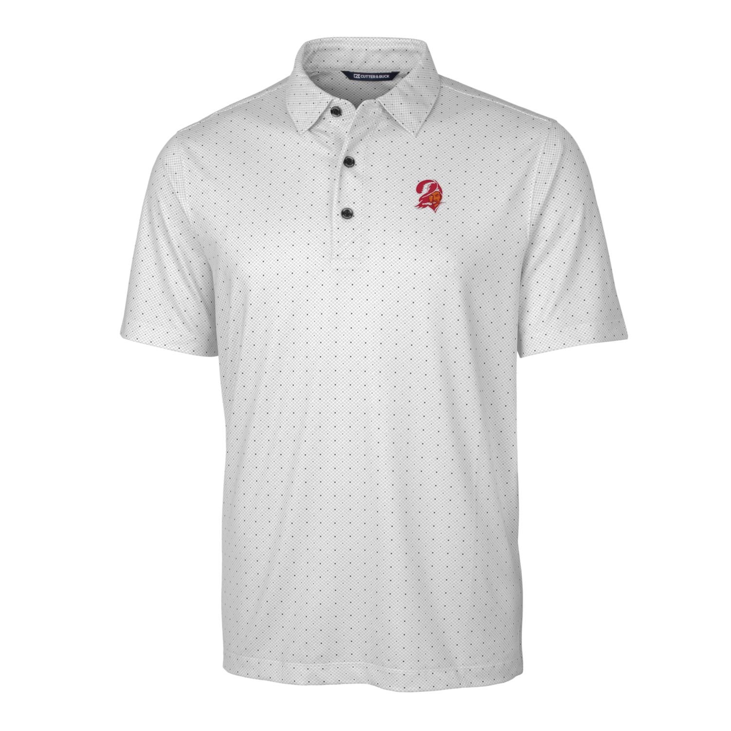 Men's Cutter & Buck Charcoal Tampa Bay Buccaneers Throwback Logo Pike Double Dot Print Stretch Polo