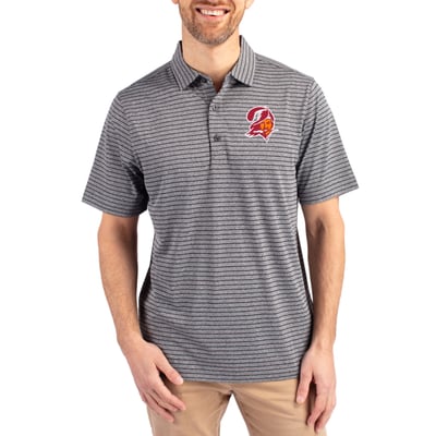  Tampa Bay Buccaneers Cutter & Buck Throwback Forge Eco Heather Stripe Stretch Recycled Polo - Heather Black