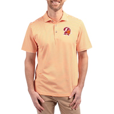 Tampa Bay Buccaneers Cutter & Buck  Virtue Eco Pique Stripe Recycled Polo - Orange
